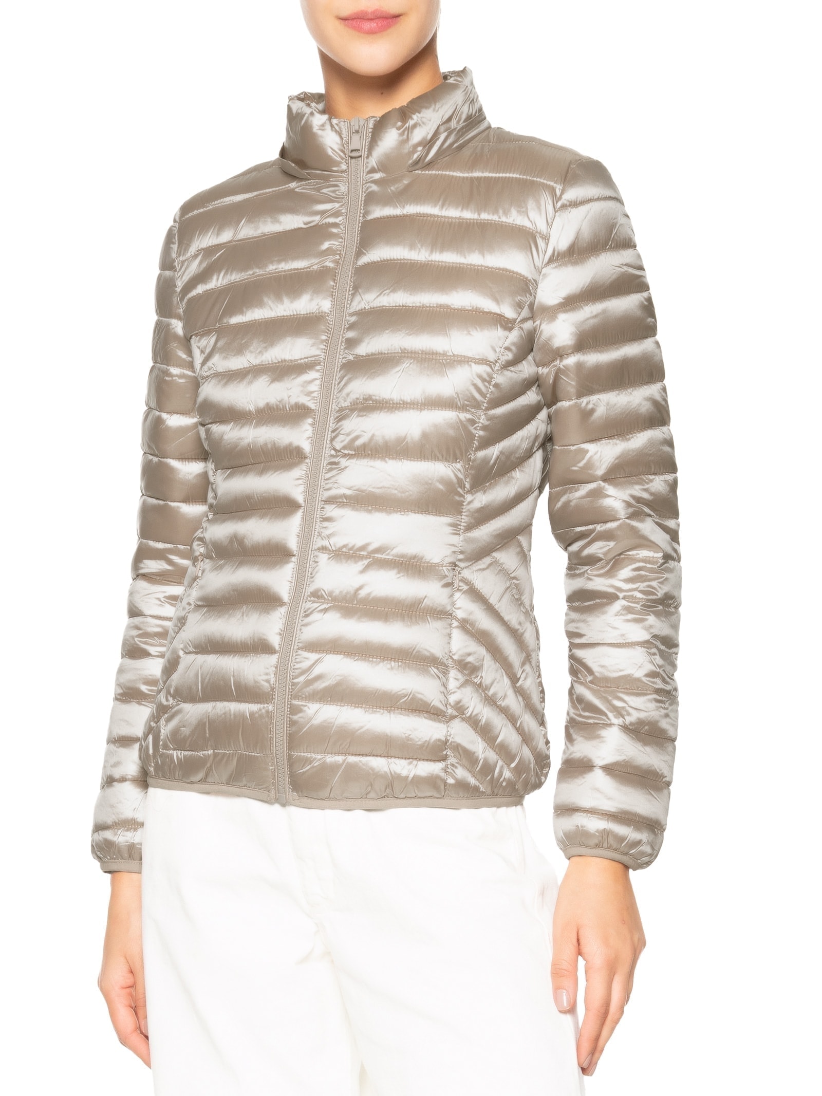 Jaqueta Feminina Puffer Gorro Destacável Bege Basiq