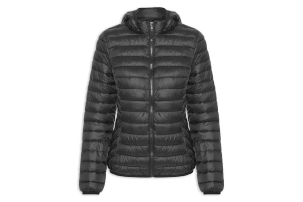 Jaqueta Feminina Puffer Gorro Destacável - Preto