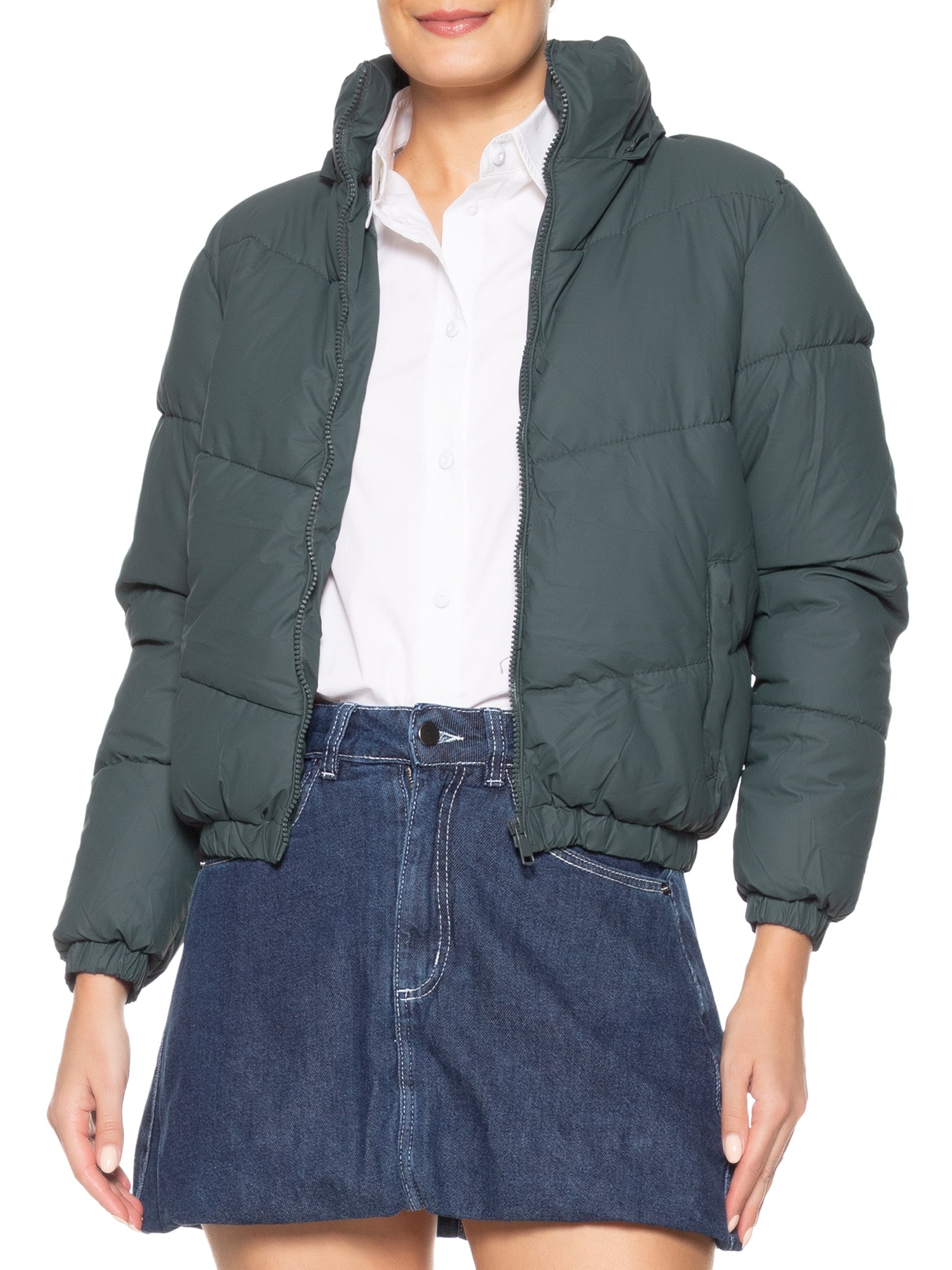 Jaqueta Feminina Puffer Verde Market 33