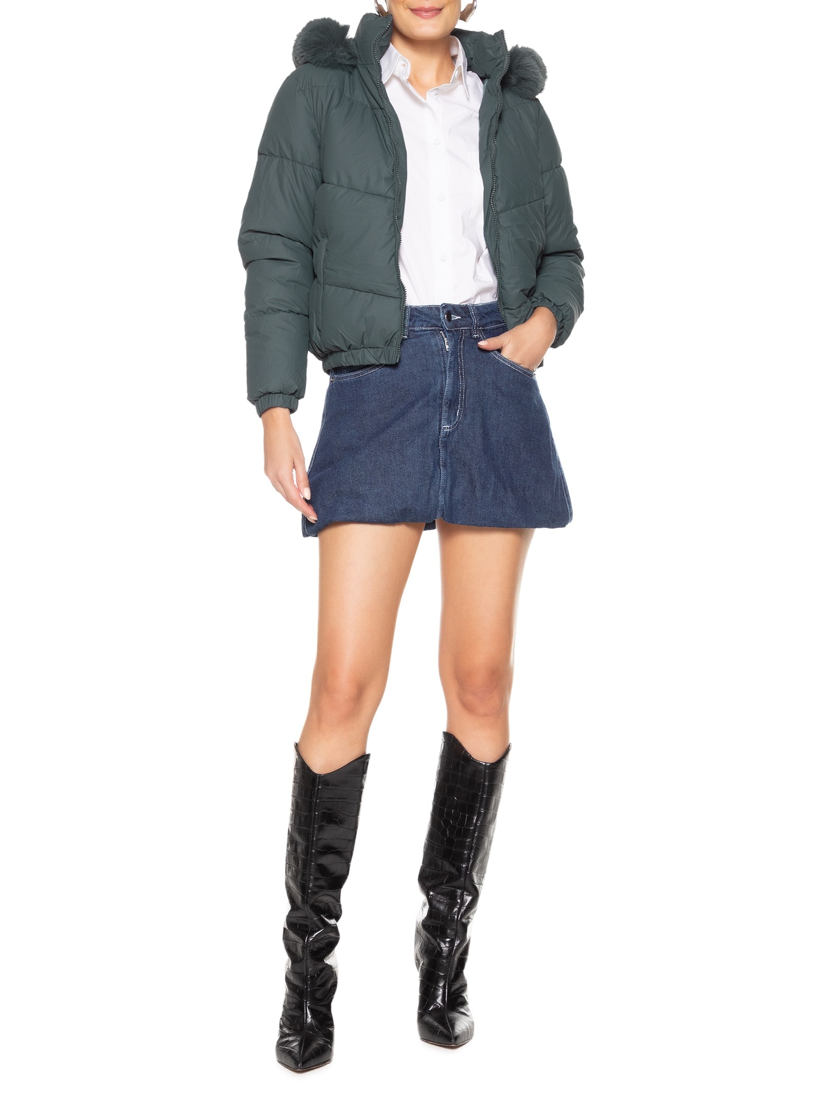 Jaqueta Feminina Puffer Verde Market 33