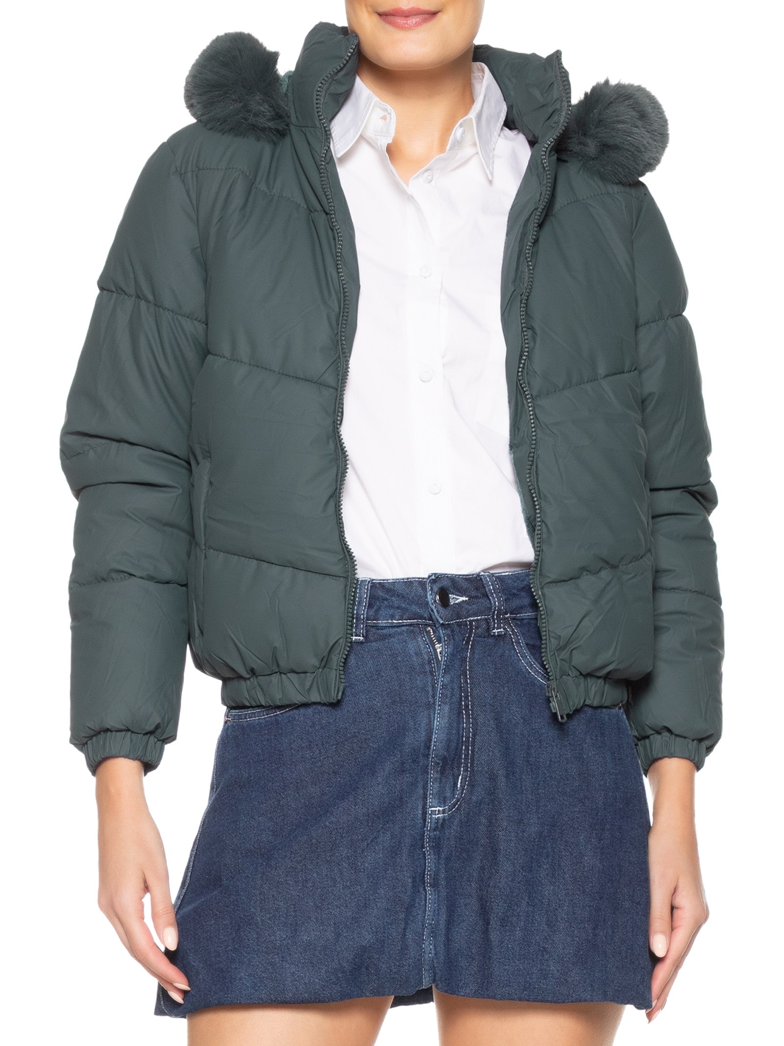 Jaqueta Feminina Puffer Verde Market 33