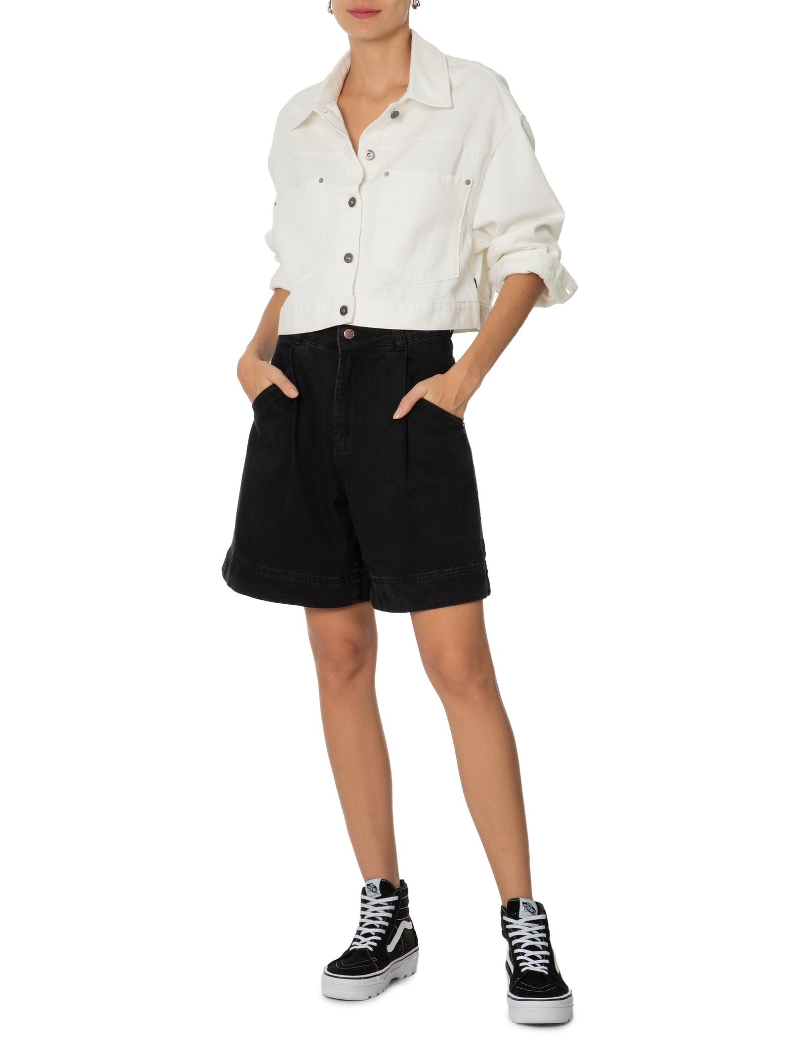 Jaqueta Feminina Raynes Crop Trucker Branco  Vans