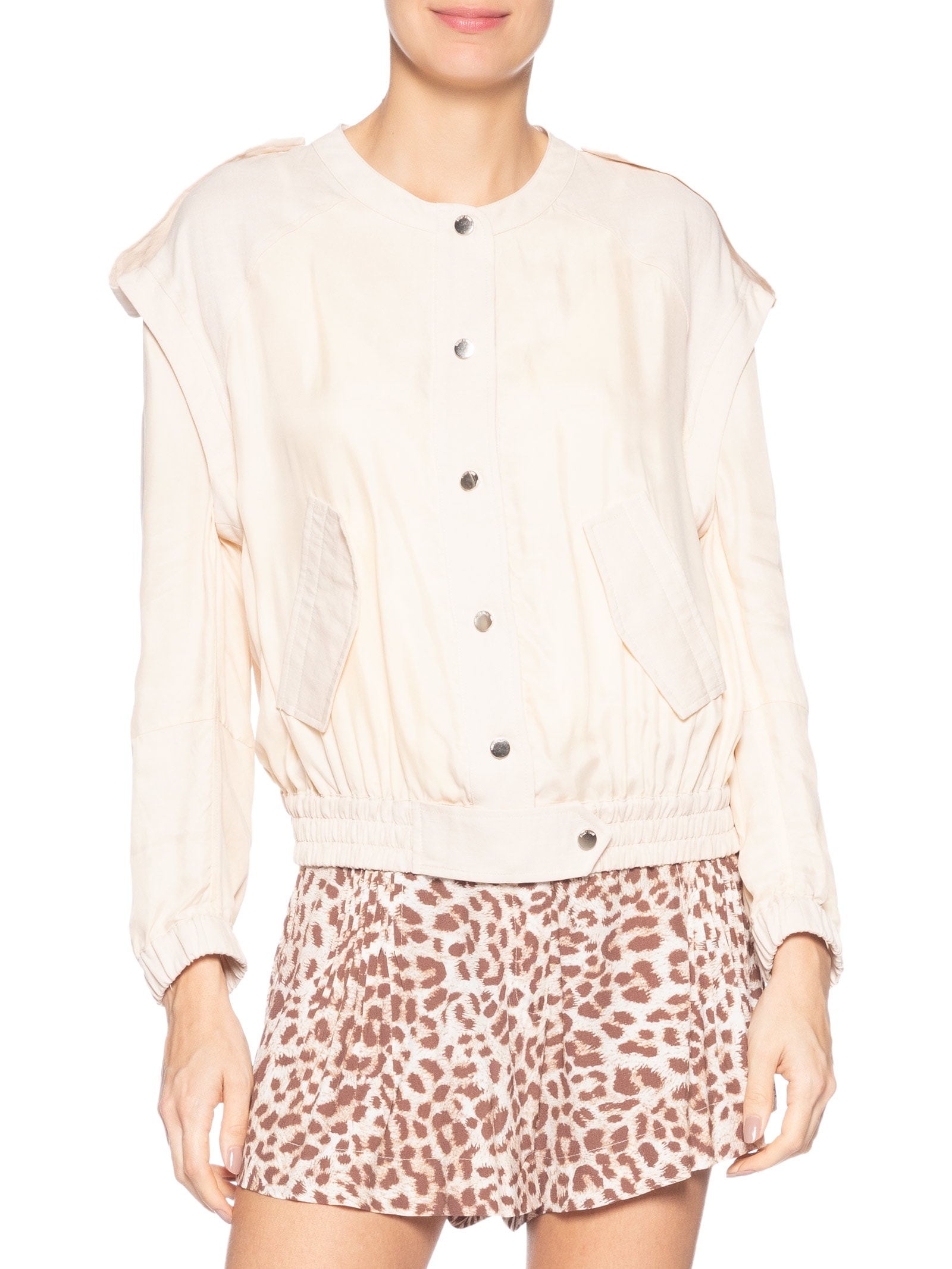 Jaqueta Feminina Recortes Tess Off White Animale Jeans