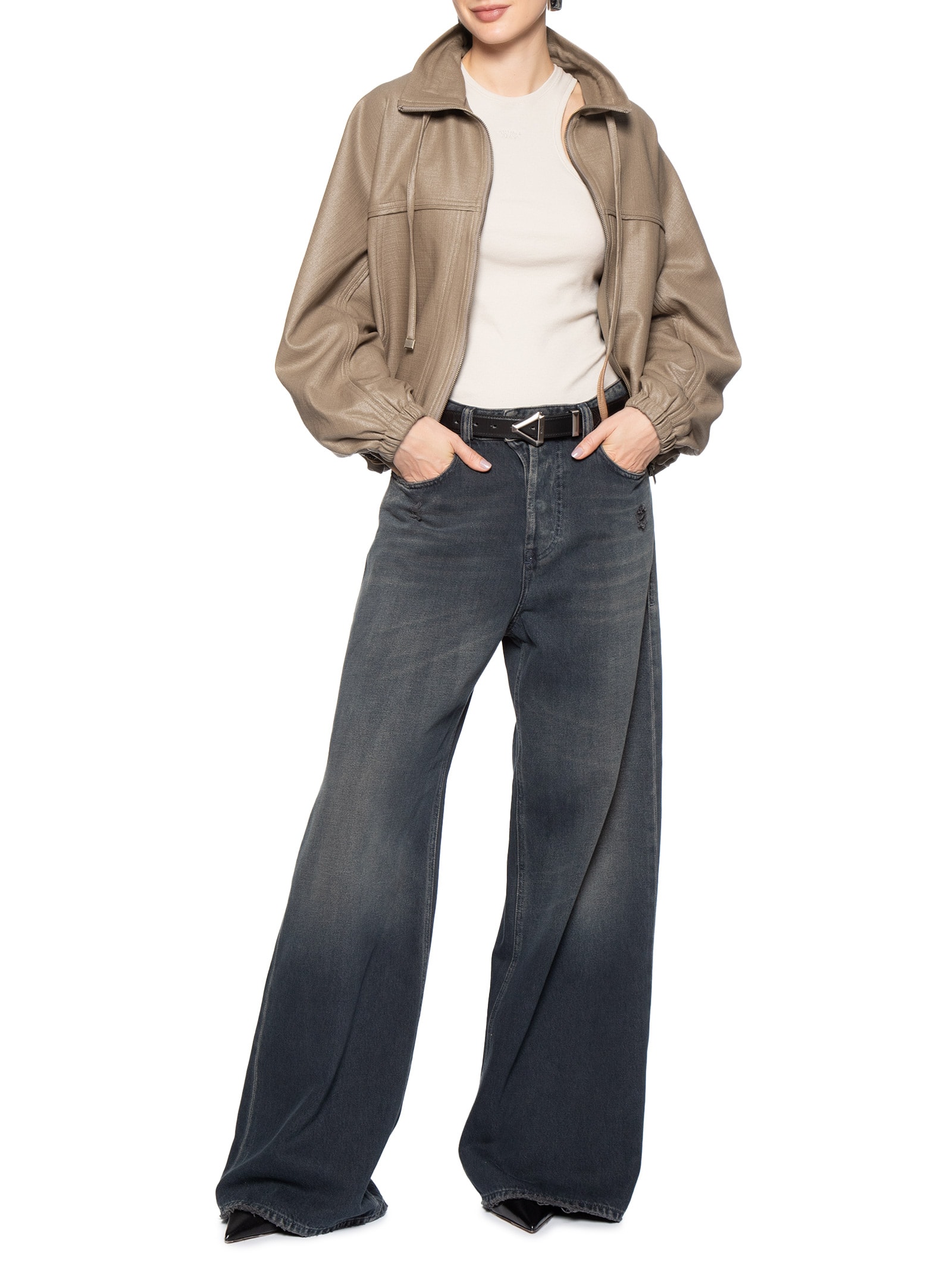 Jaqueta Feminina Resinada Bege Animale Jeans