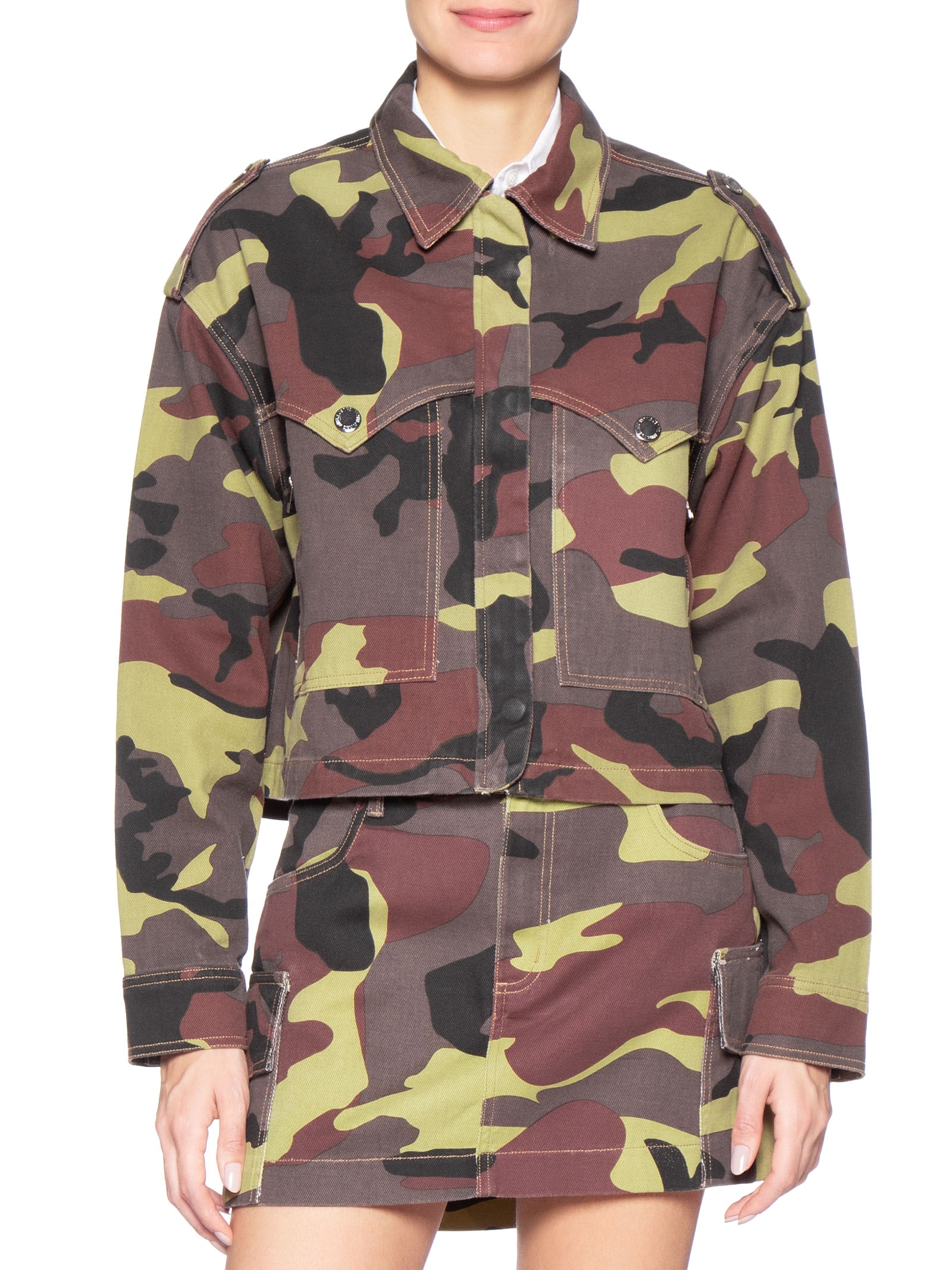 Jaqueta Feminina Sarja Camuflada Verde Animale Jeans