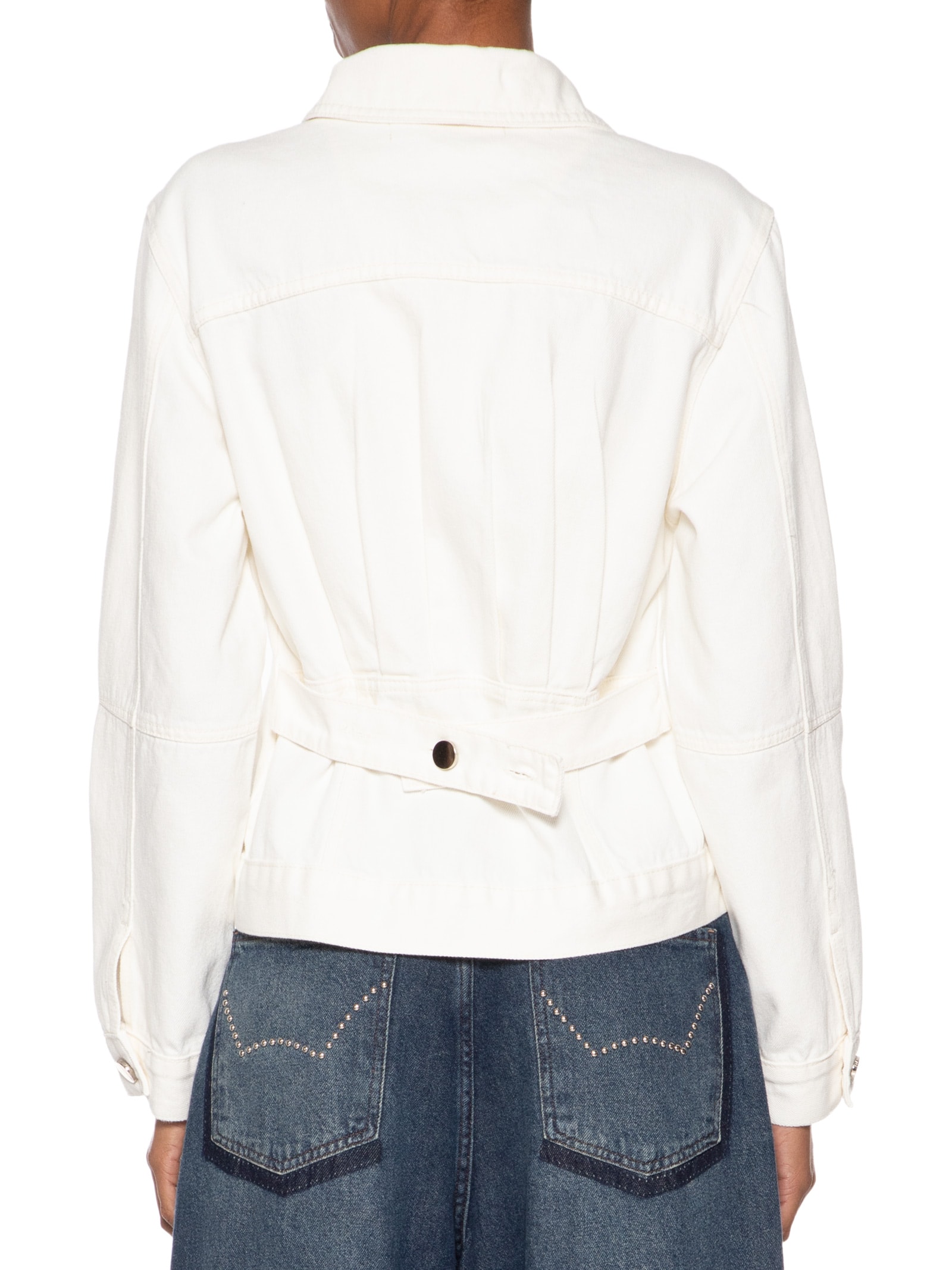 Jaqueta Feminina Sarja Detalhe Costas Branco Animale