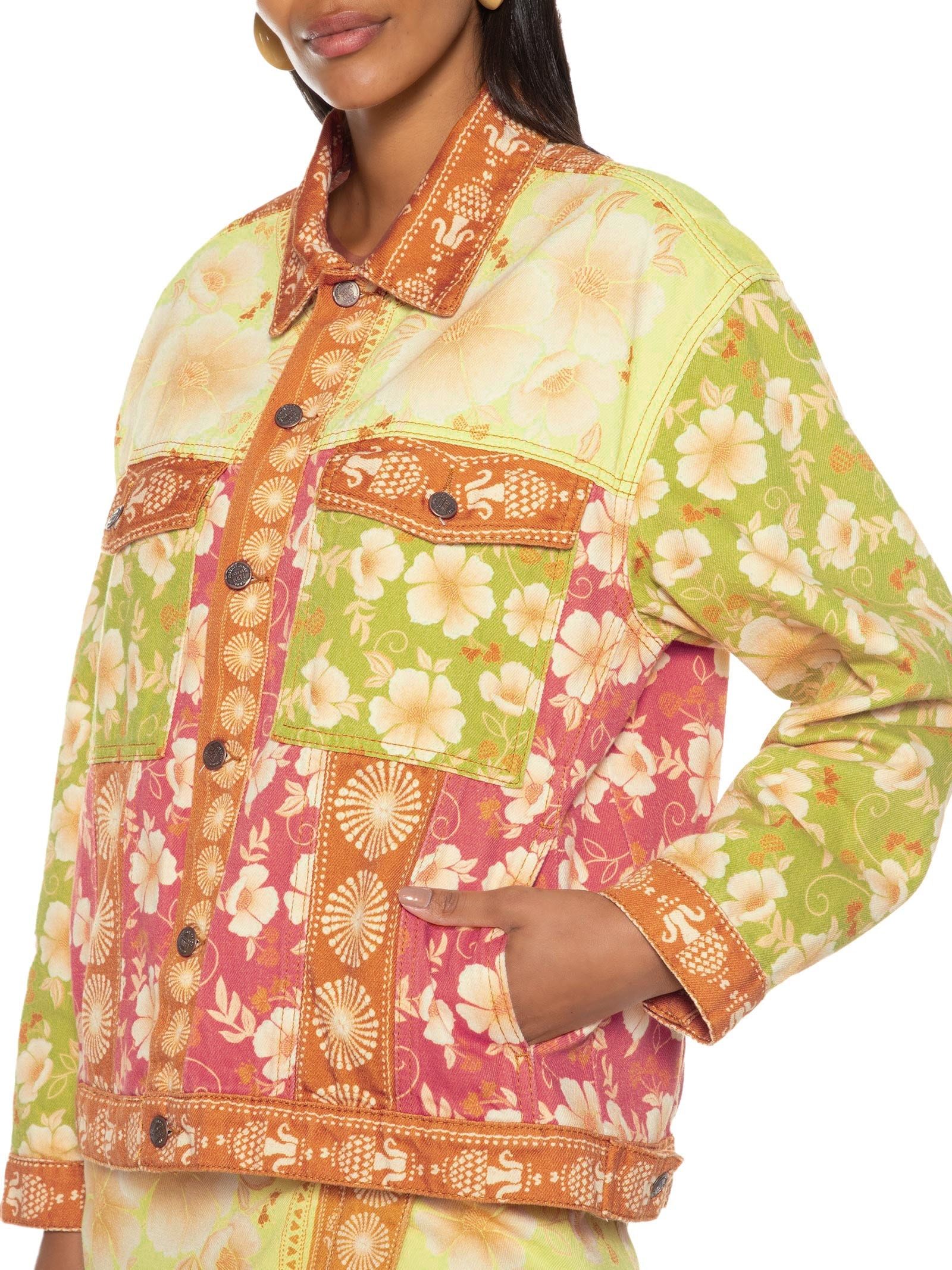 Jaqueta Feminina Sarja Floral Veraneio Engenharia Marrom Farm