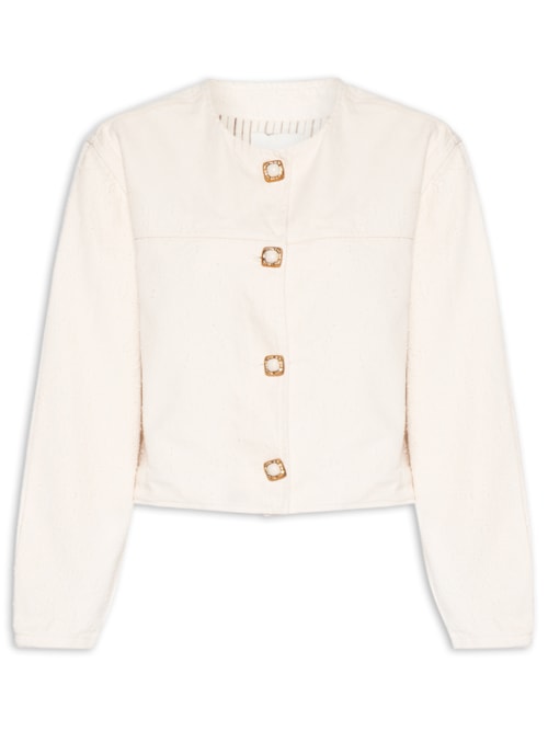 Jaqueta Feminina Sarja Gola Careca - Off White