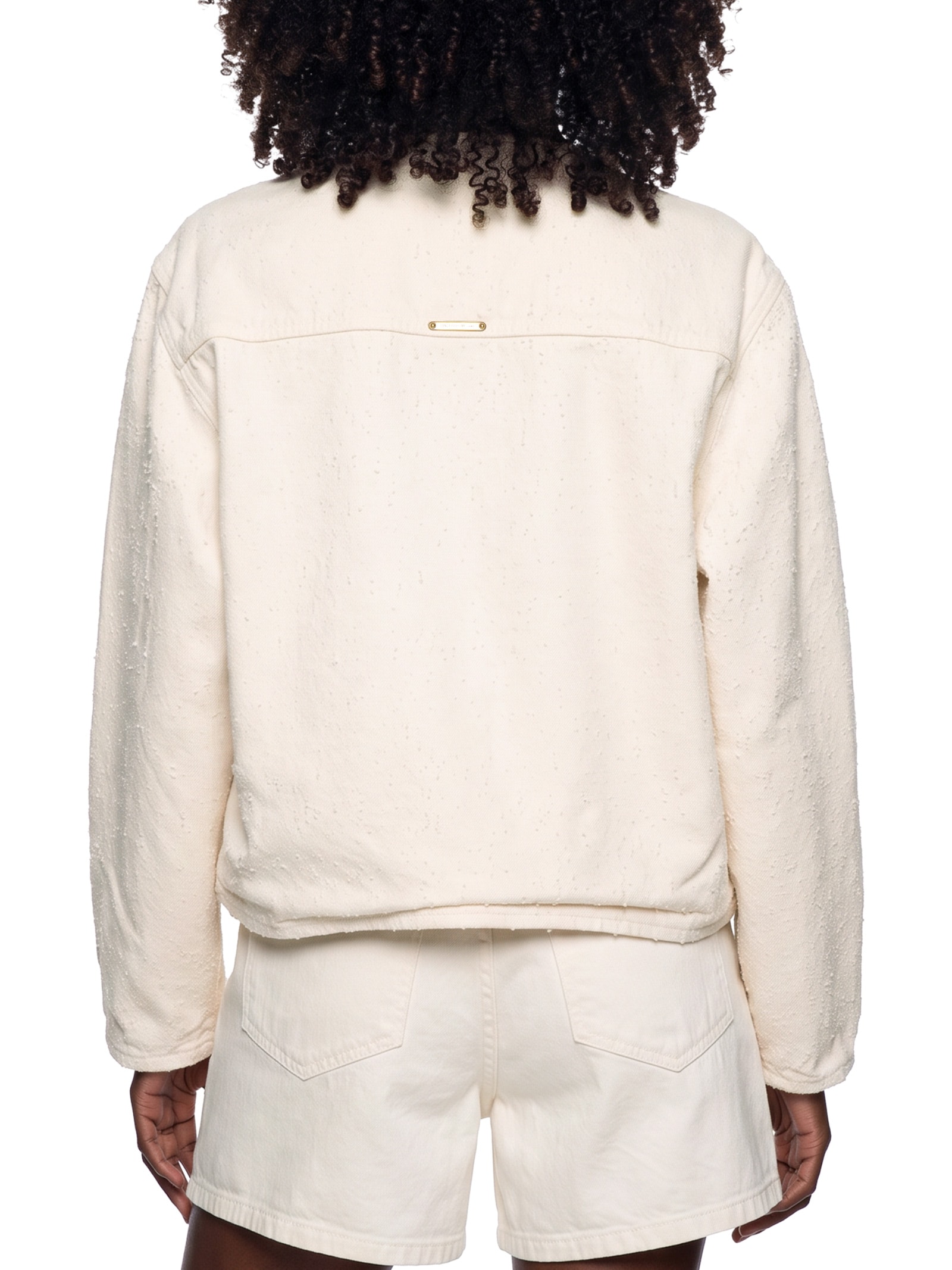 Jaqueta Feminina Sarja Gola Careca Off White Lança Perfume