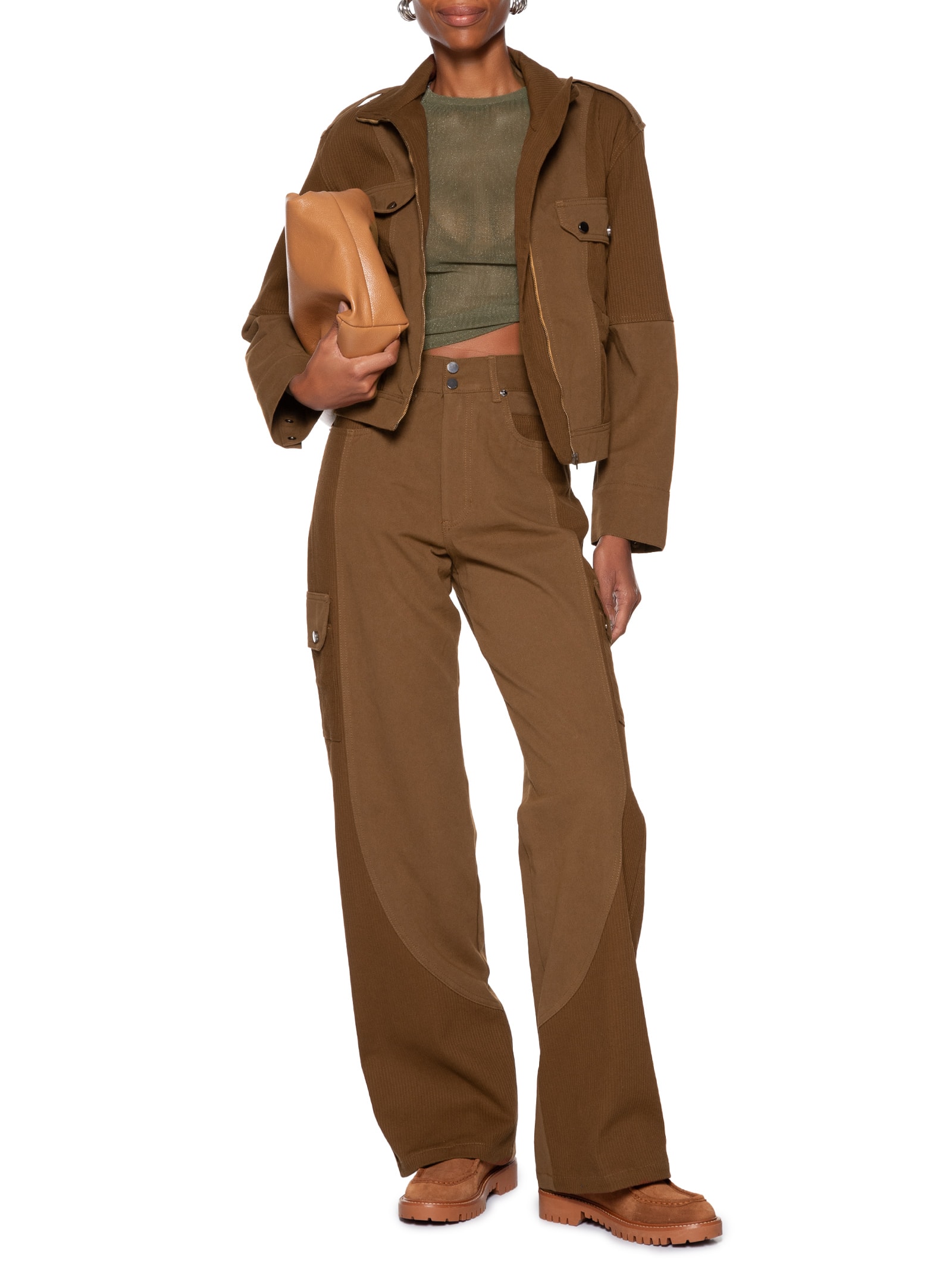 Jaqueta Feminina Sarja Mix Cotele Marrom Animale Jeans