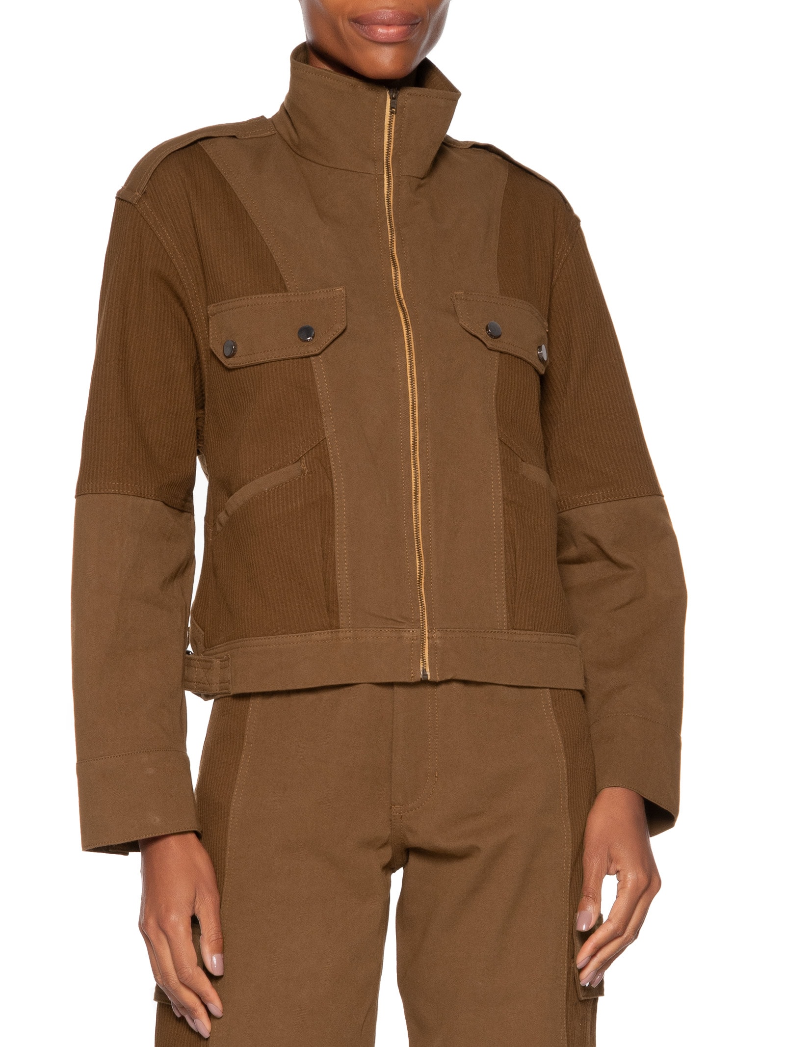 Jaqueta Feminina Sarja Mix Cotele Marrom Animale Jeans