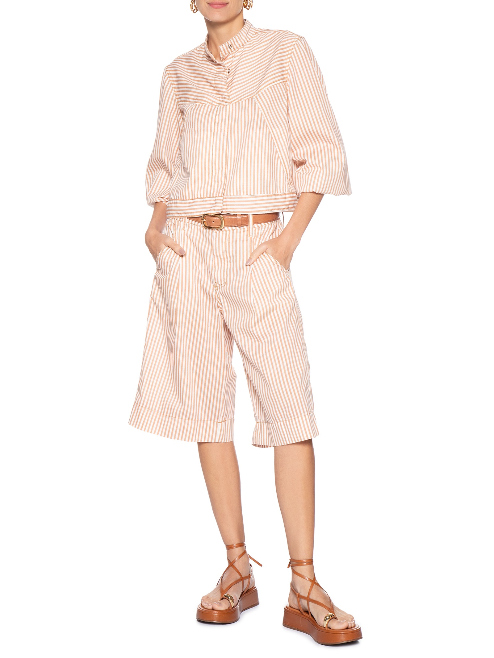 Jaqueta Feminina Sarja Mix Listras Vermelho Dress To