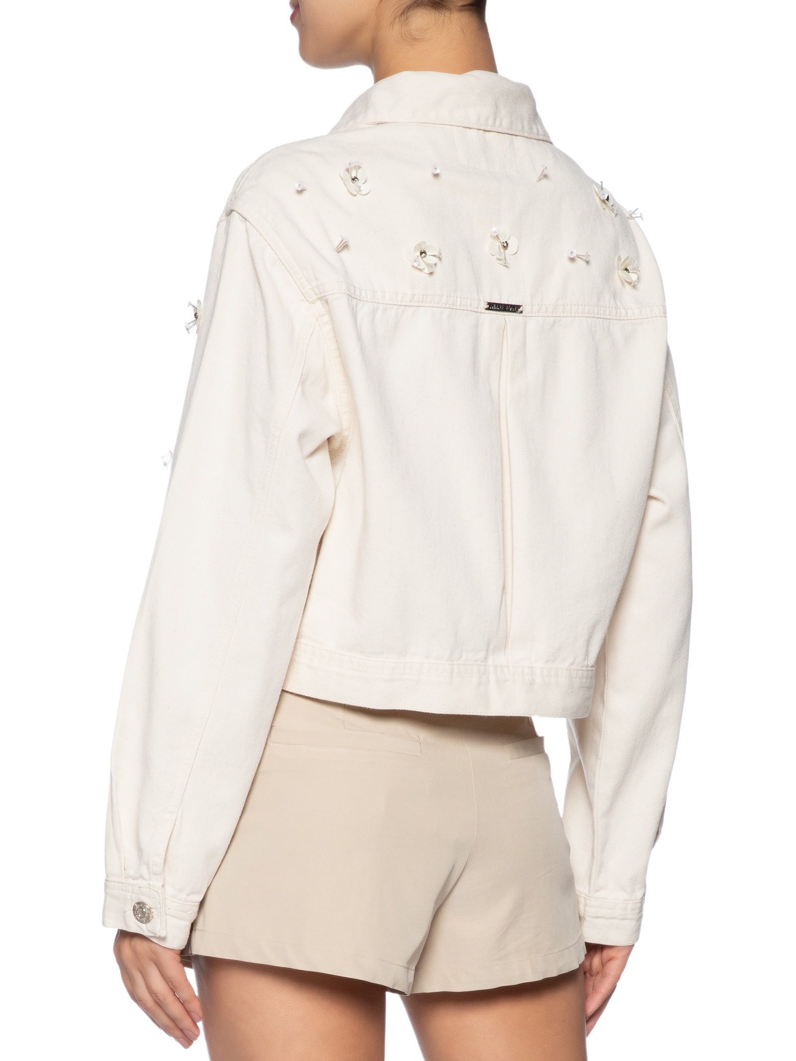 Jaqueta Feminina Sarja Over Bordado Off White Animale Jeans