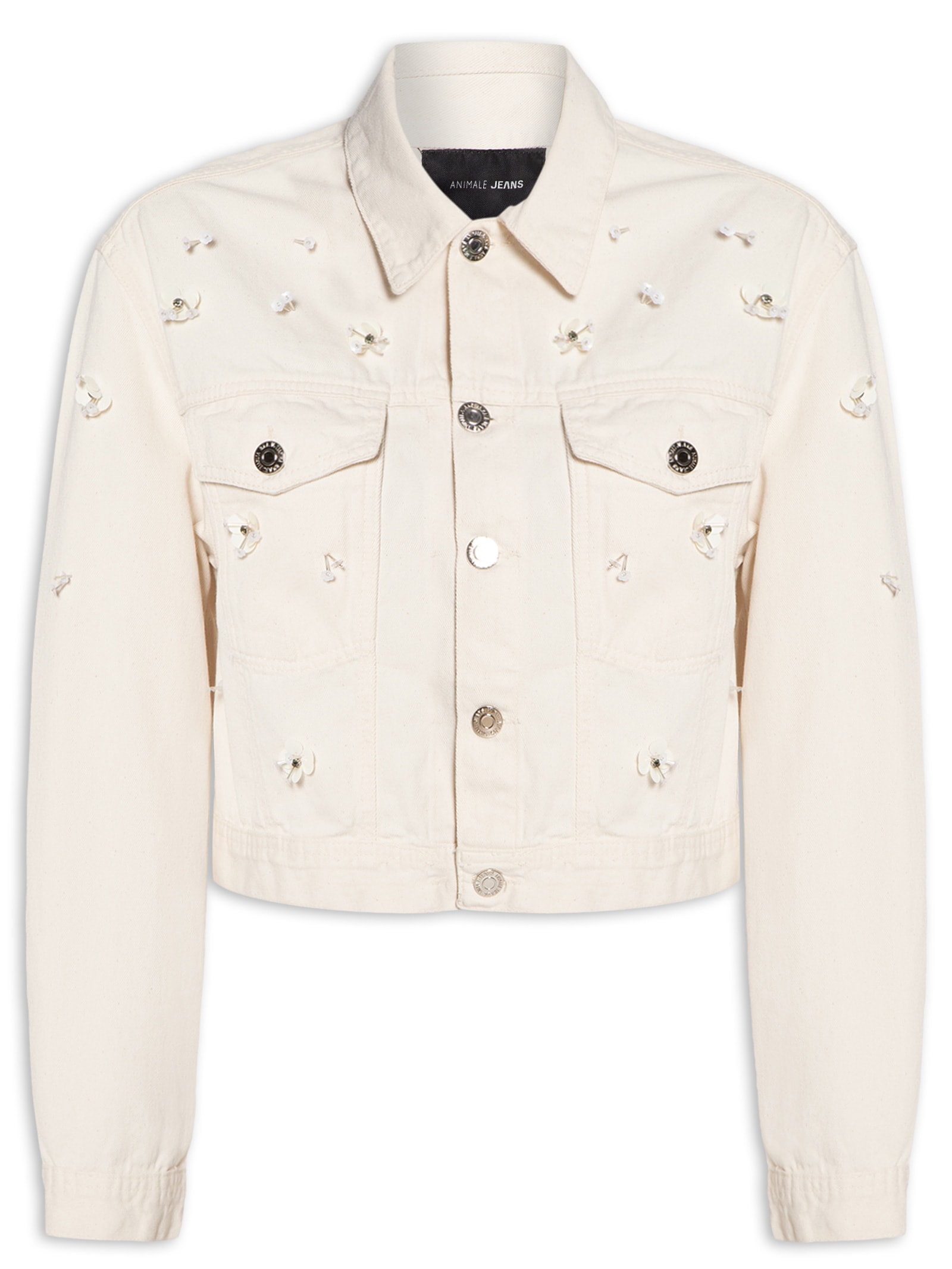 Jaqueta Feminina Sarja Over Bordado Off White Animale Jeans