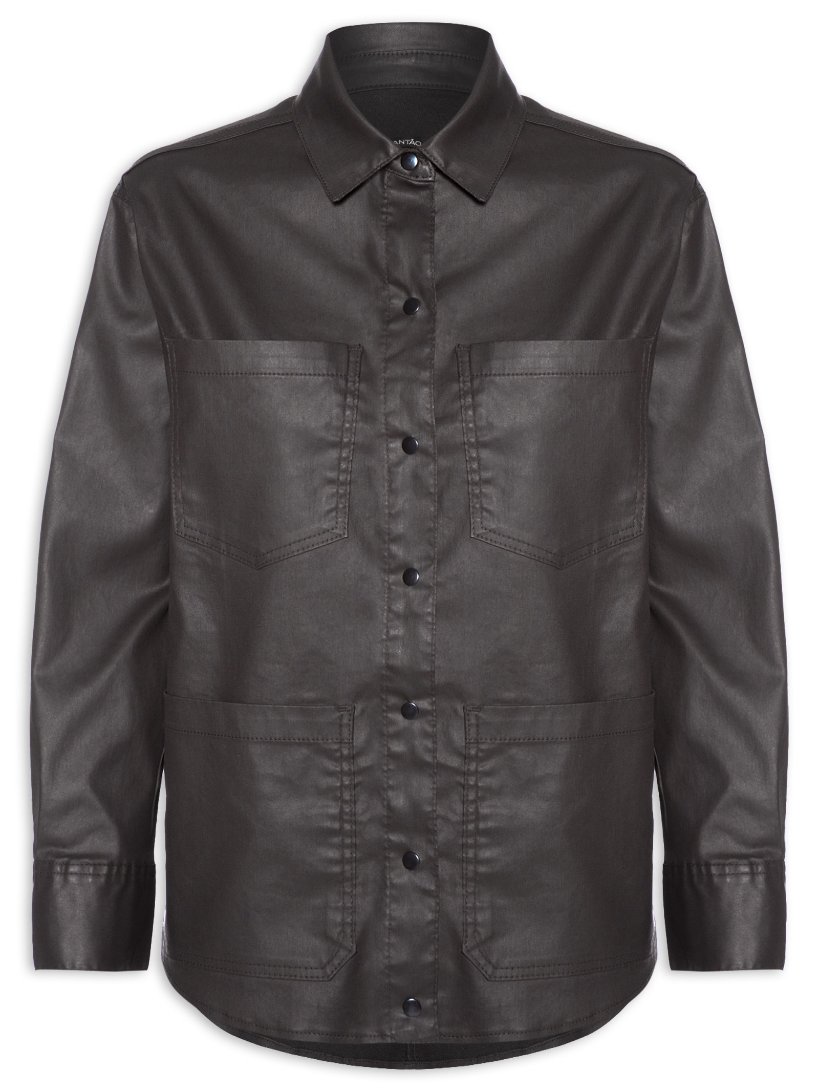 Jaqueta Feminina Sarja Resinada Marrom Cantão