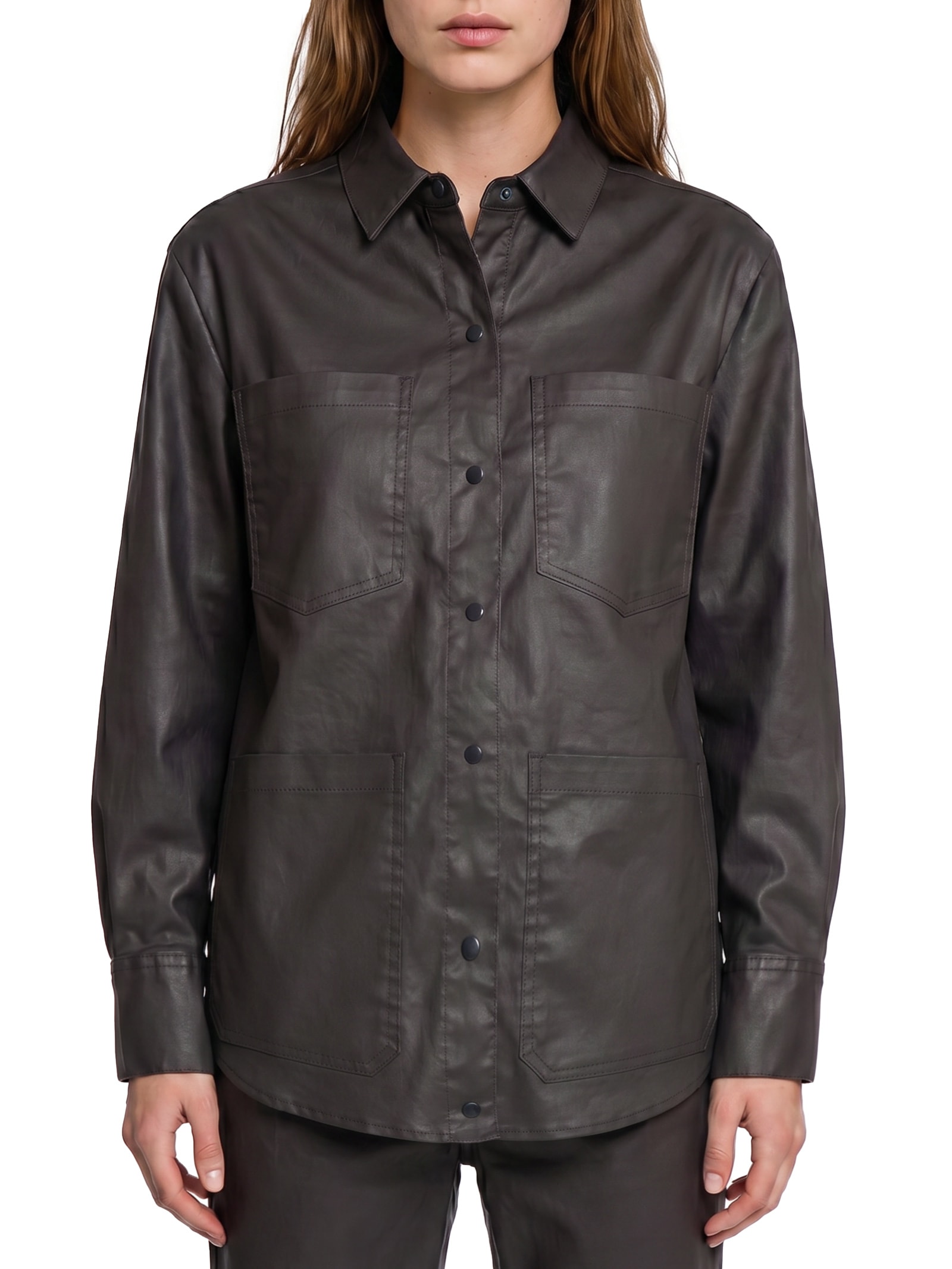 Jaqueta Feminina Sarja Resinada Marrom Cantão