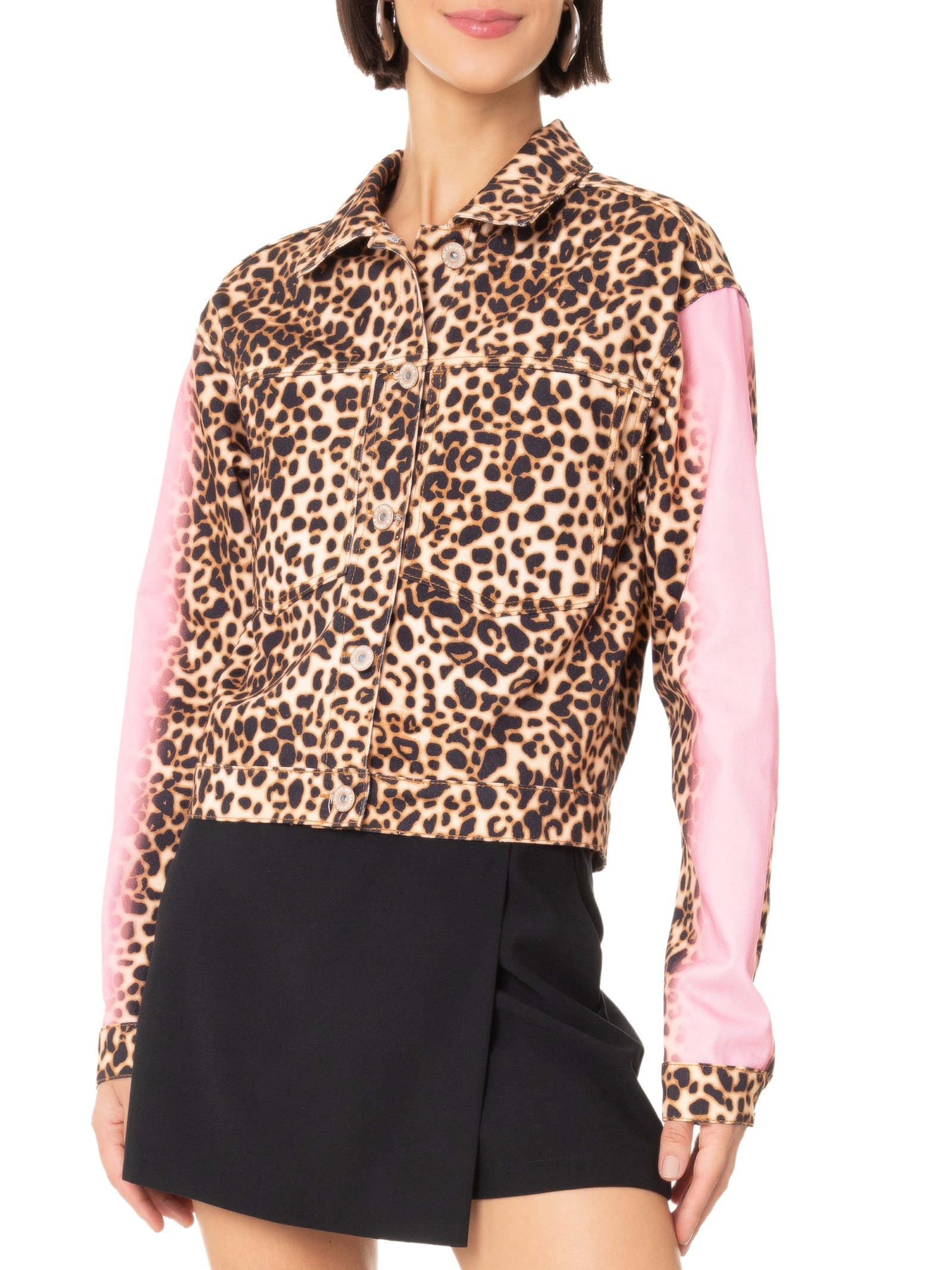 Jaqueta Feminina Sarja Trucker Estampada Animal Print My Favorite Things