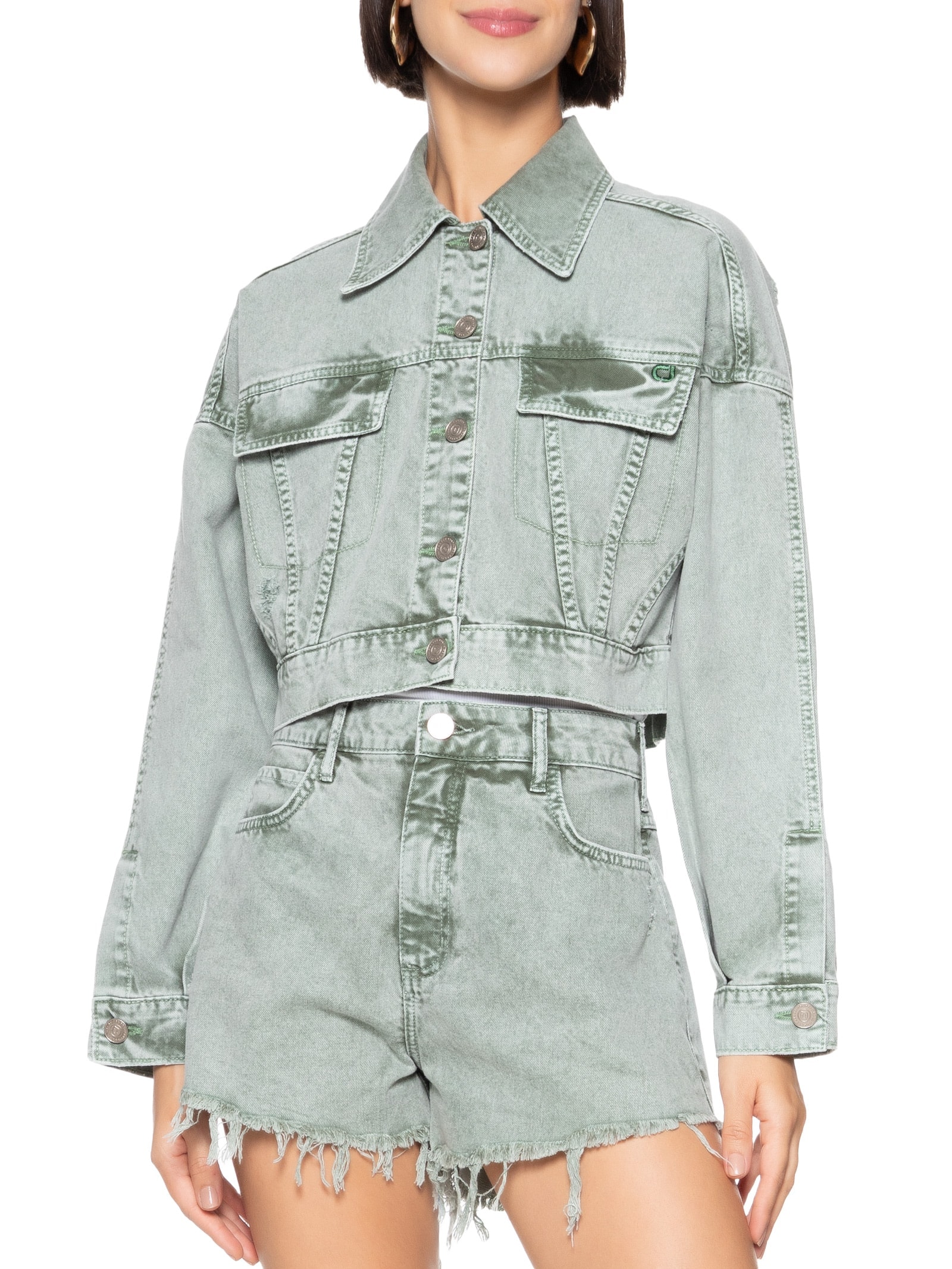 Jaqueta Feminina Sarja Verde Colcci Jeans