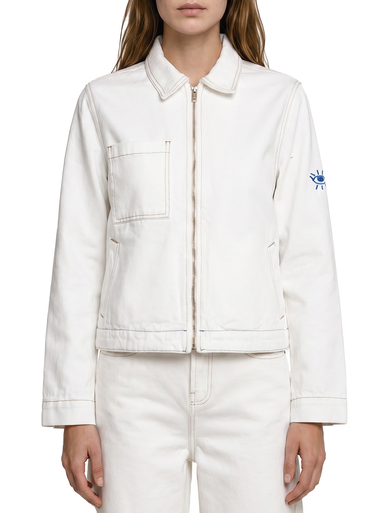 Jaqueta Feminina Sarja Viva Bem Branco Cantão