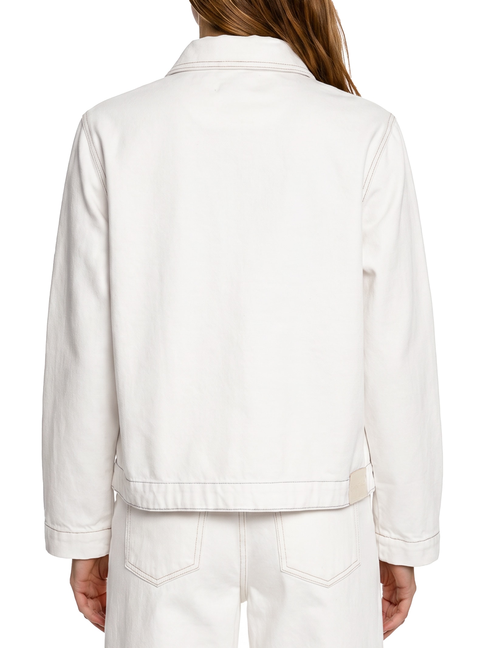 Jaqueta Feminina Sarja Viva Bem Branco Cantão