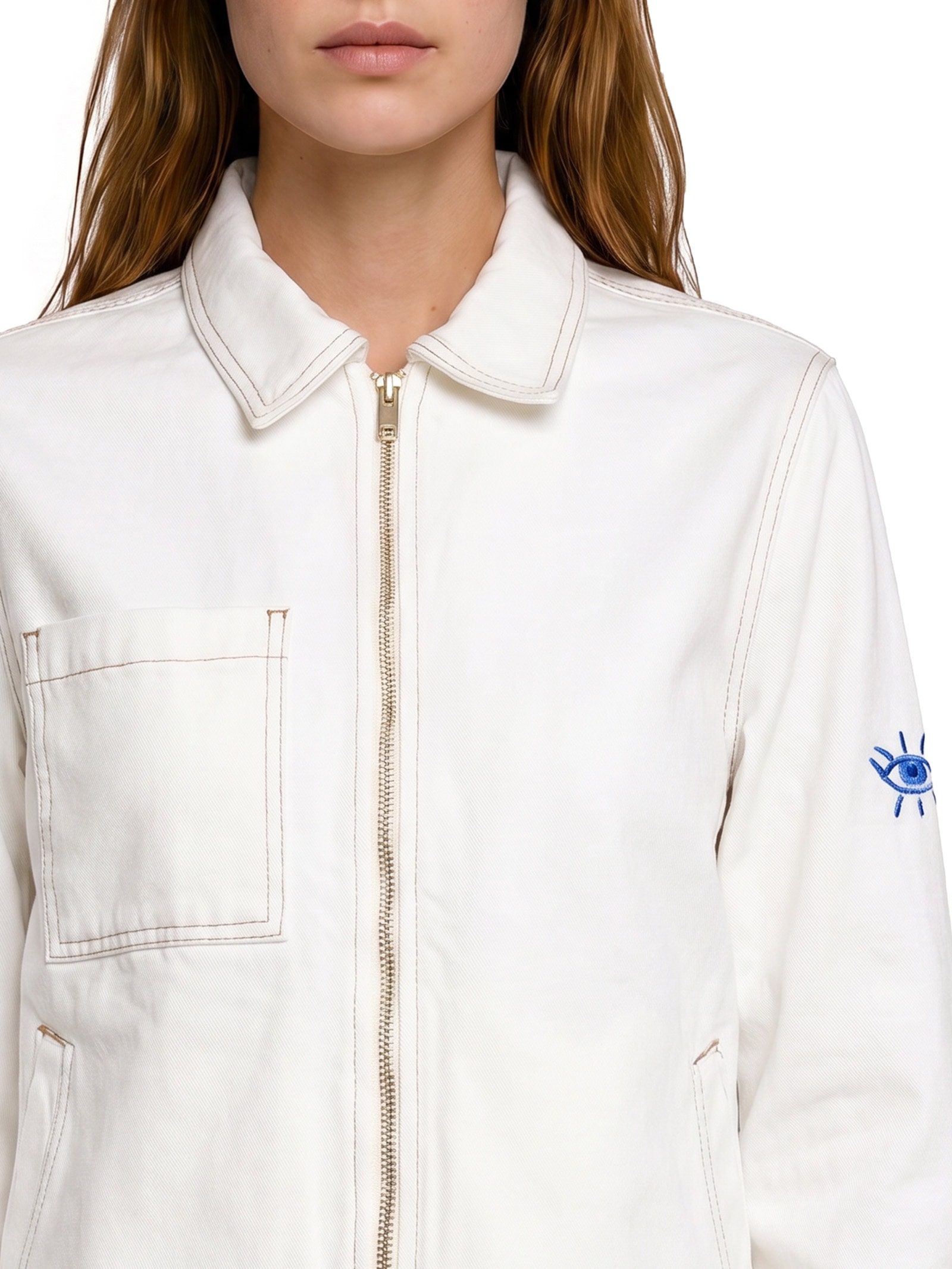 Jaqueta Feminina Sarja Viva Bem Branco Cantão