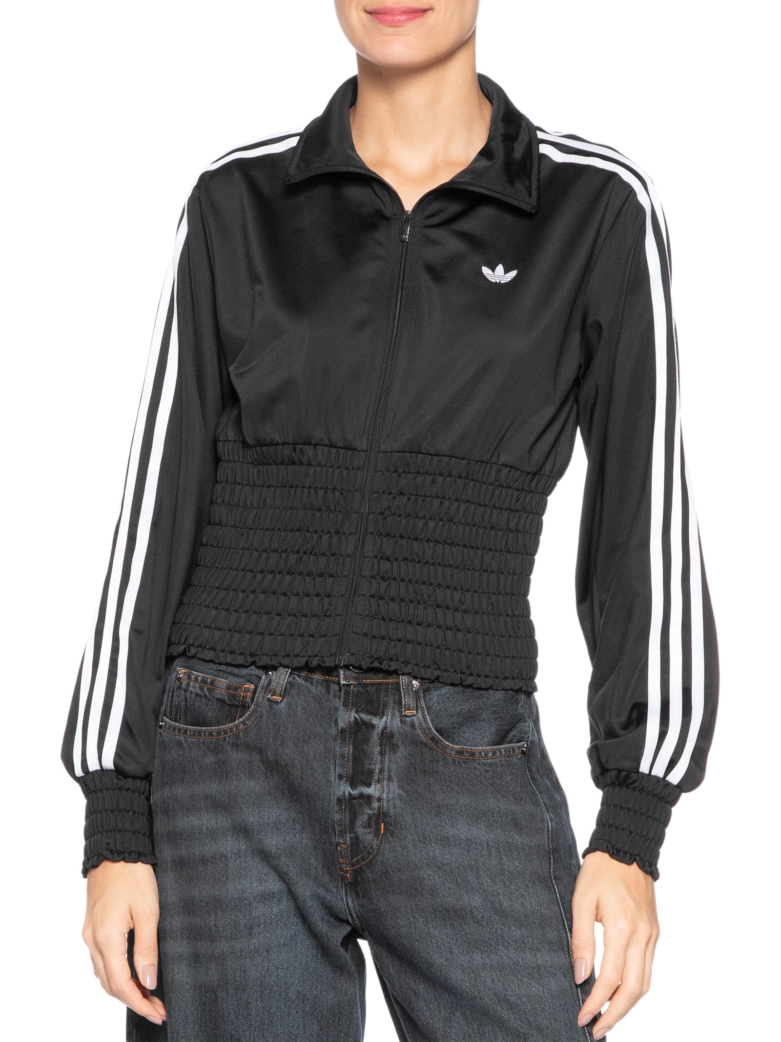 Jaqueta Feminina Smocked Firebird Tt Preto Adidas Originals