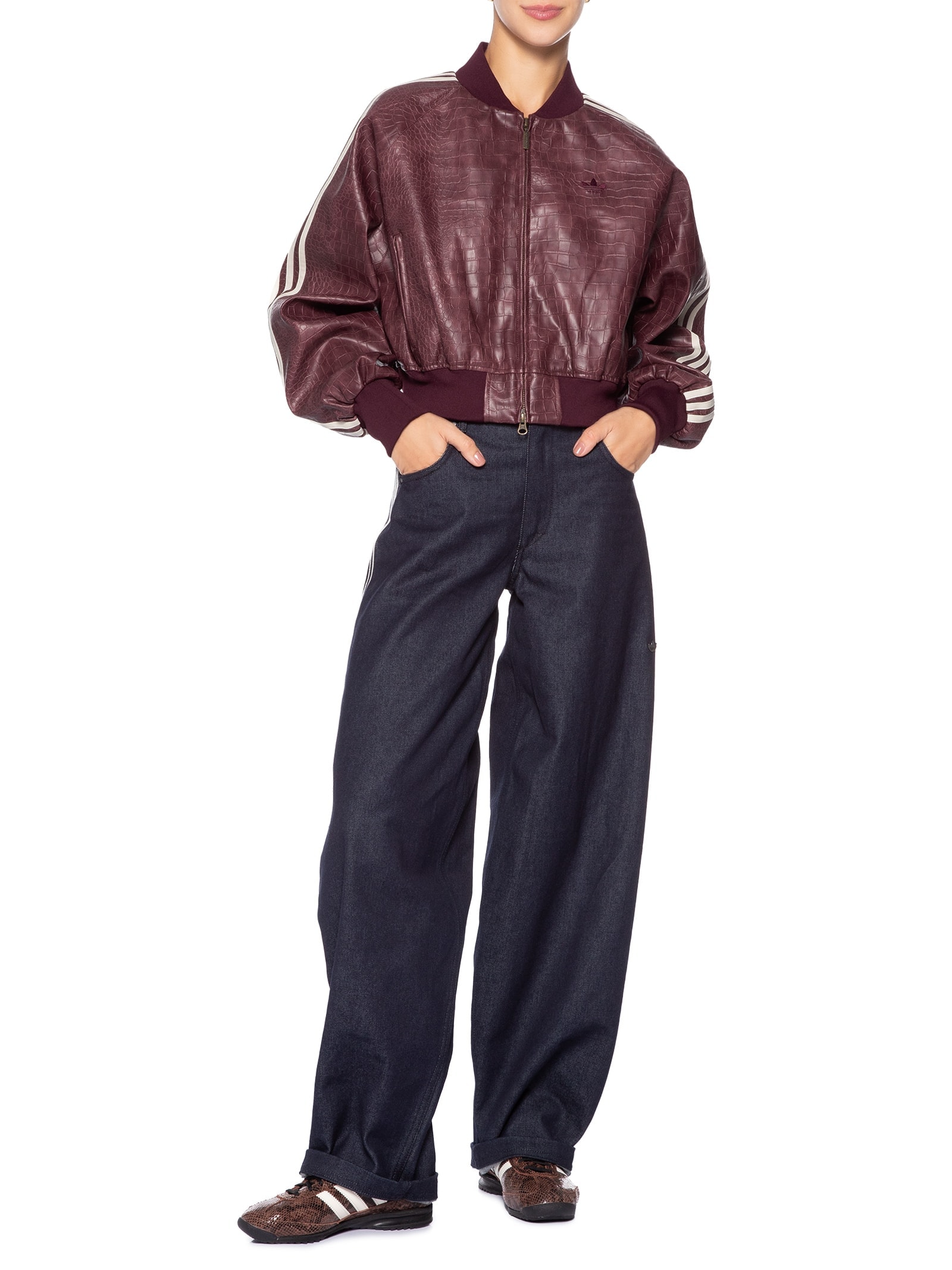 Jaqueta Feminina SST Pleather Marrom Adidas Originals