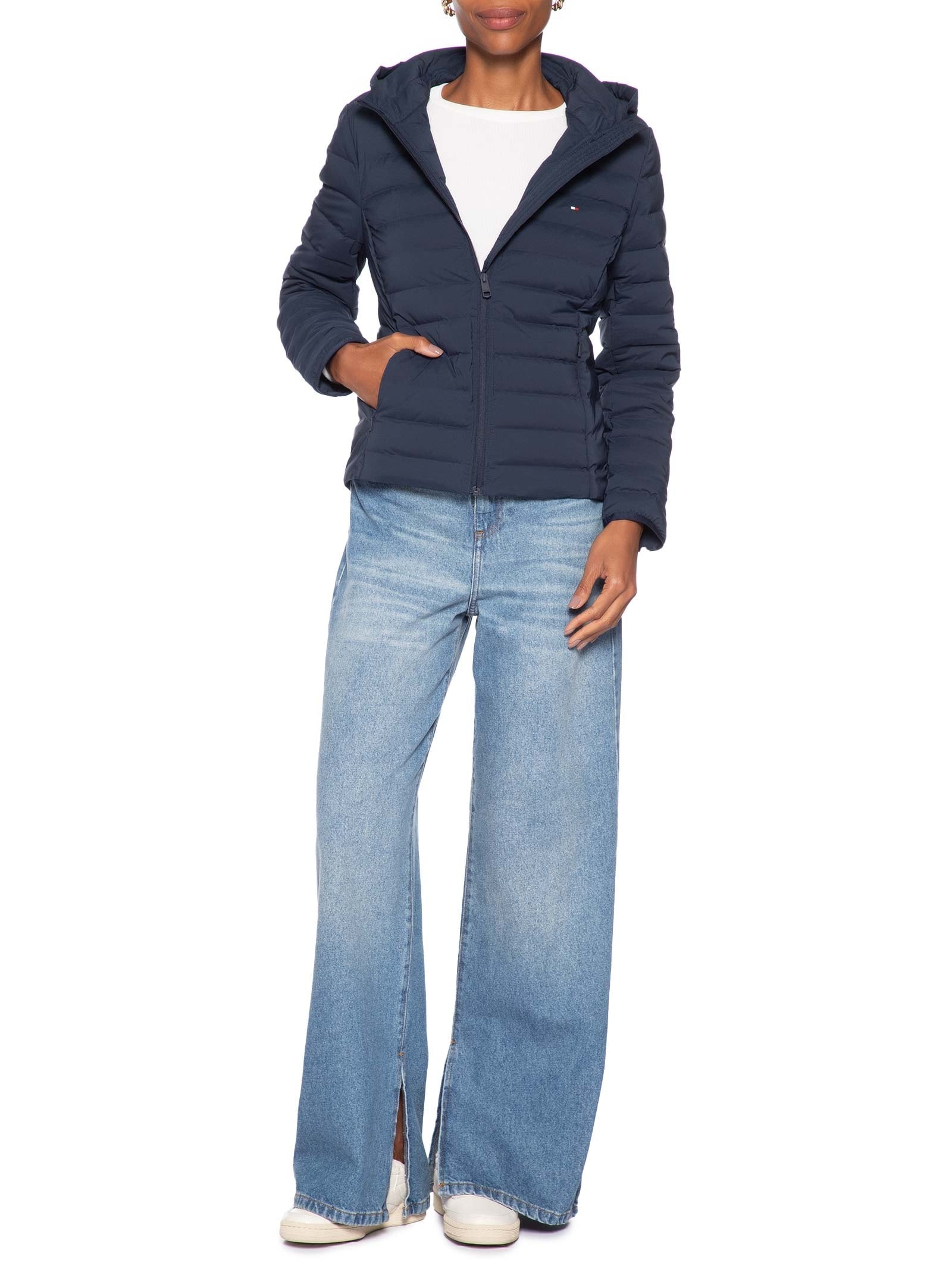 Jaqueta Feminina Stretch Nylon LW Down Azul Tommy Hilfiger