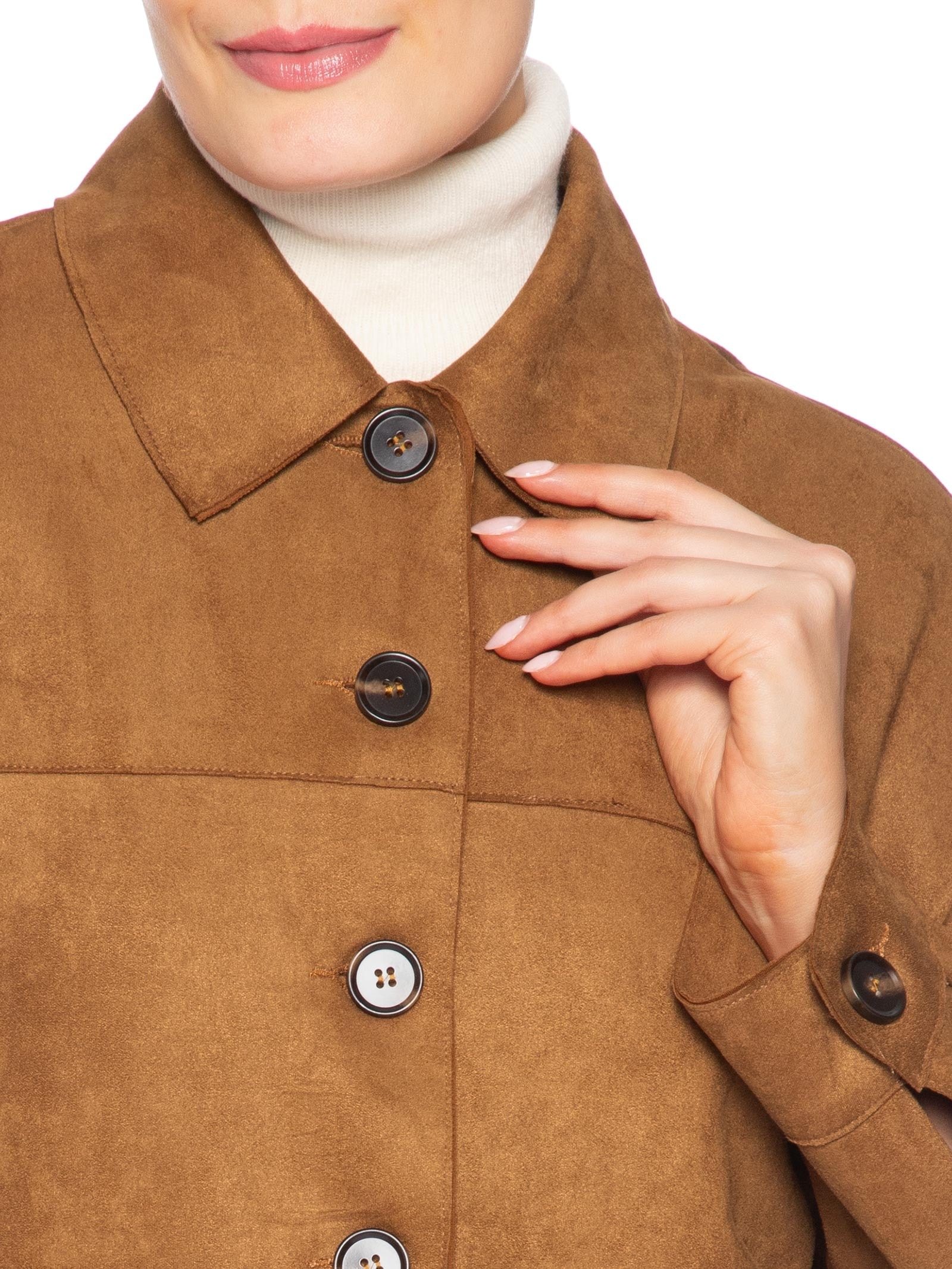 Jaqueta Feminina Suede Bege Basiq