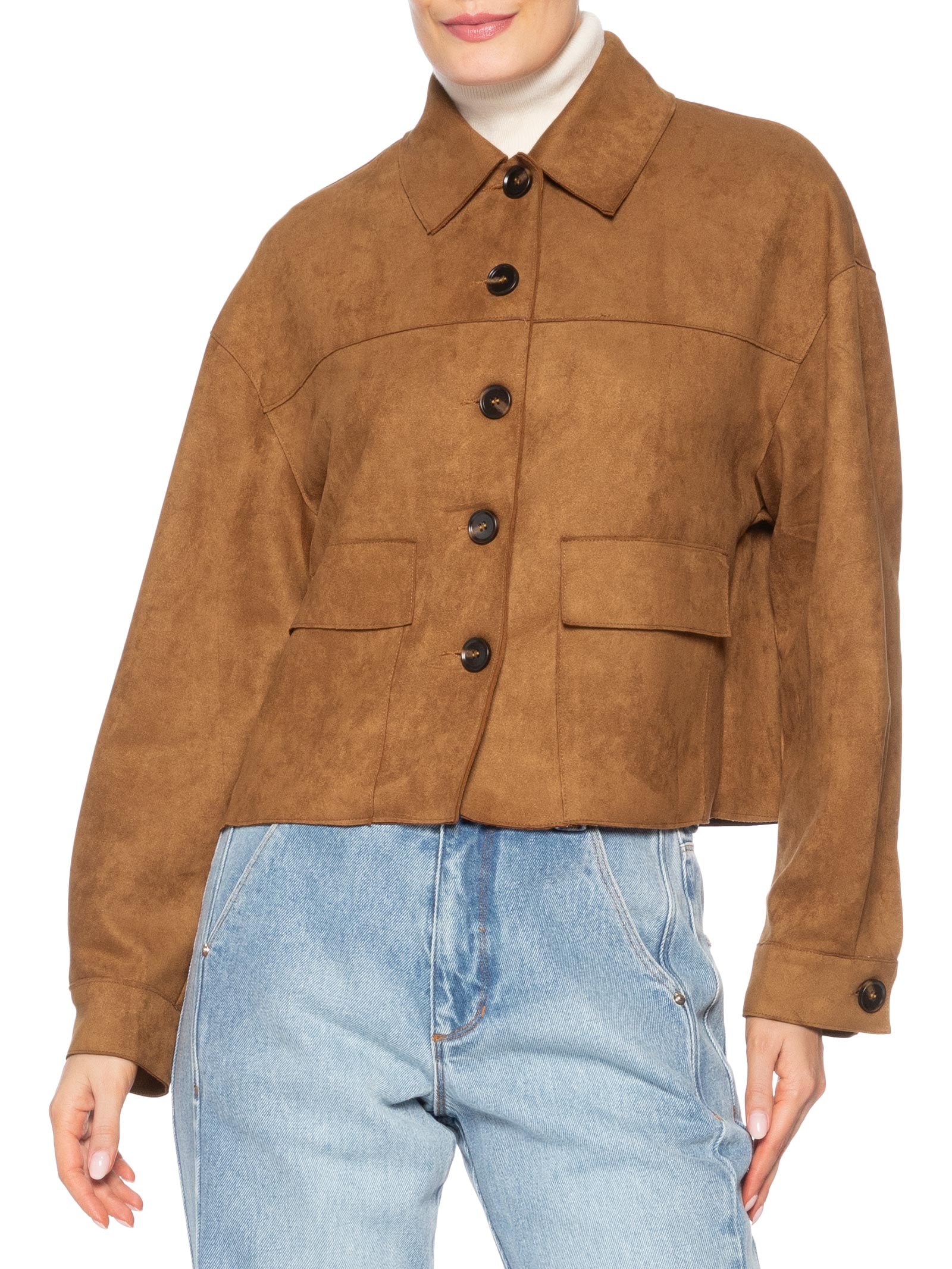 Jaqueta Feminina Suede Bege Basiq