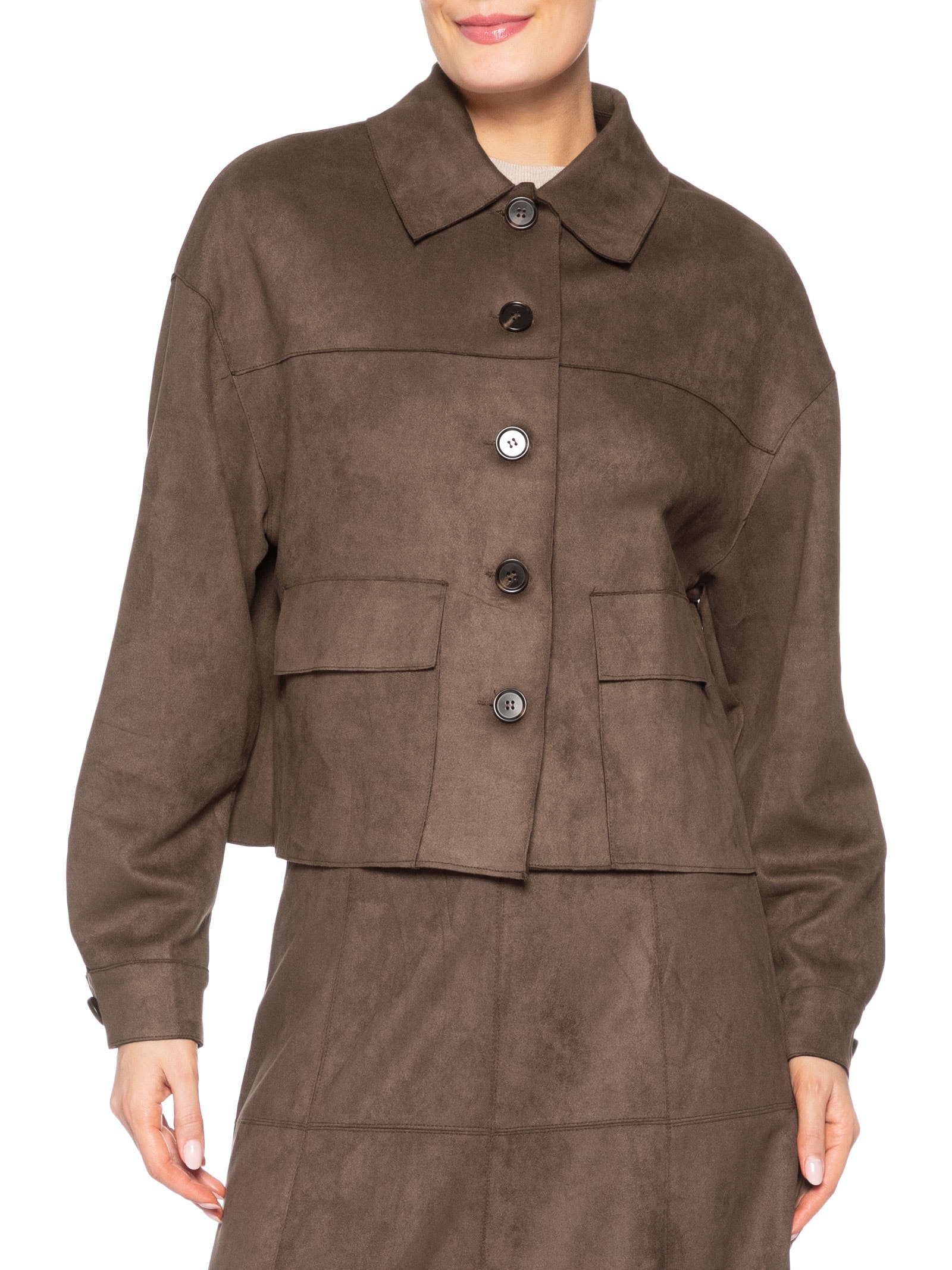 Jaqueta Feminina Suede Marrom Basiq