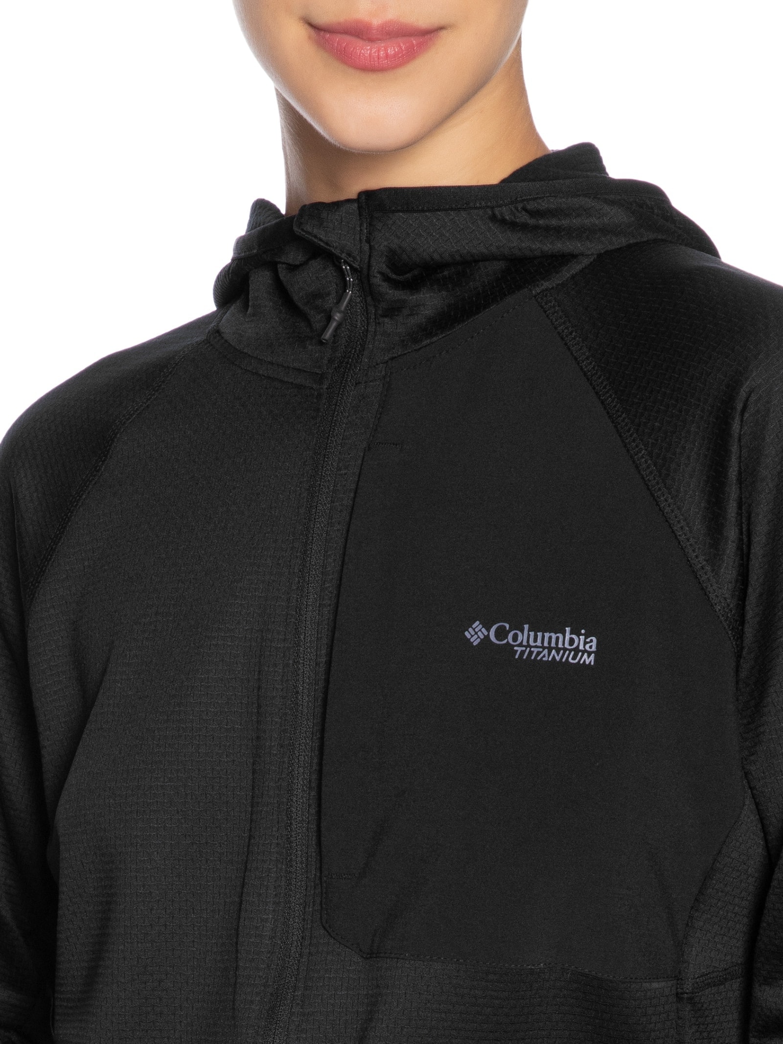 Jaqueta Feminina Triple Canyon™ Grid Fleece Hooded Fz Preto Columbia
