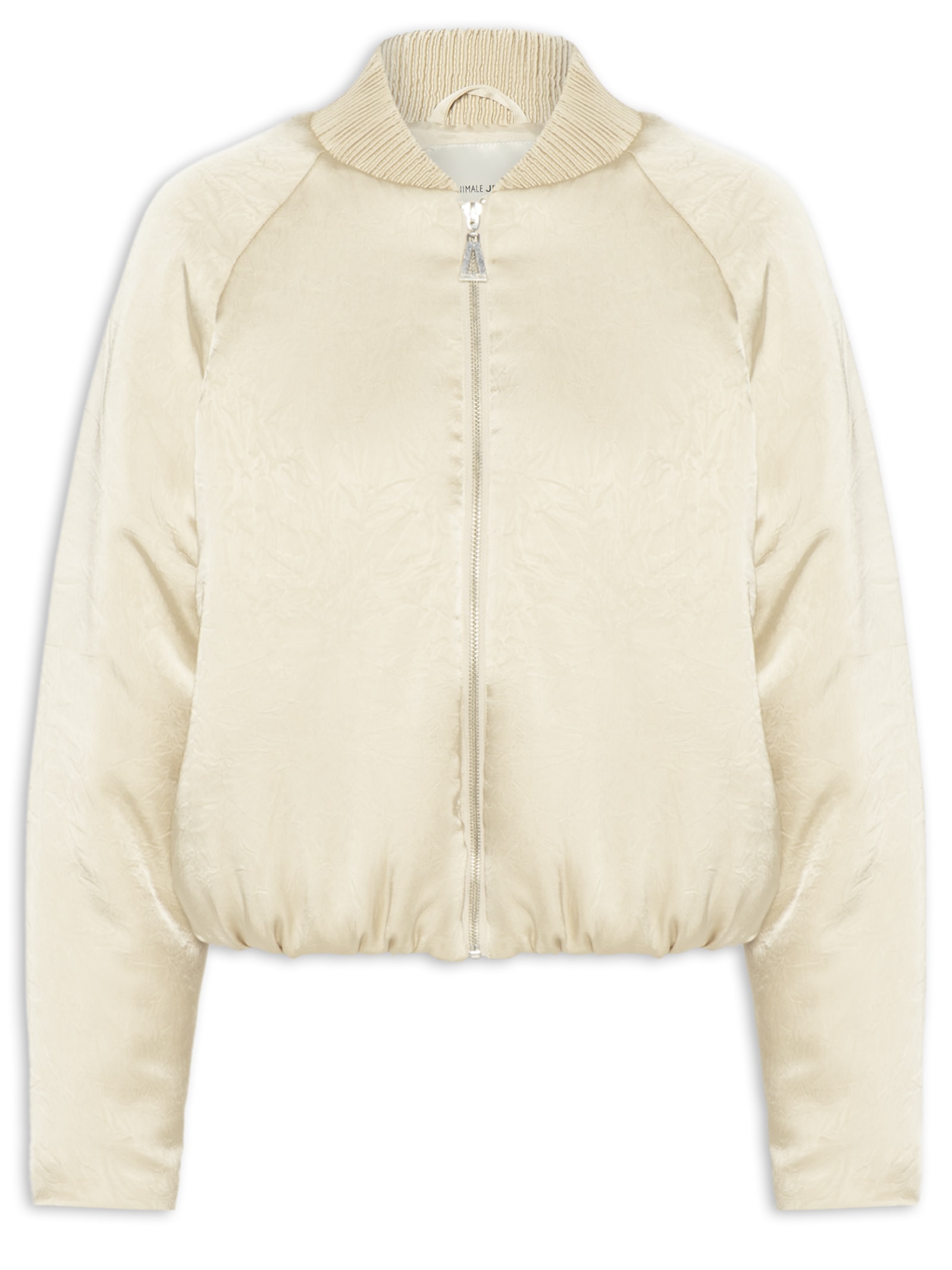 Jaqueta FemininaDe Nylon  Toque Acetinado Bege Animale Jeans