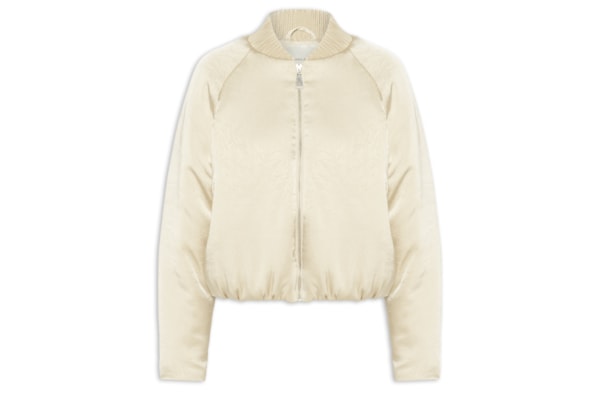 Jaqueta FemininaDe Nylon  Toque Acetinado - Bege