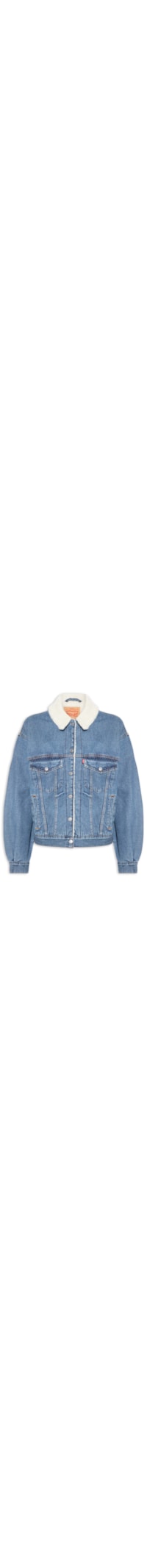 Jaqueta Jeans Feminina 90s Sherpa Trucker - Azul