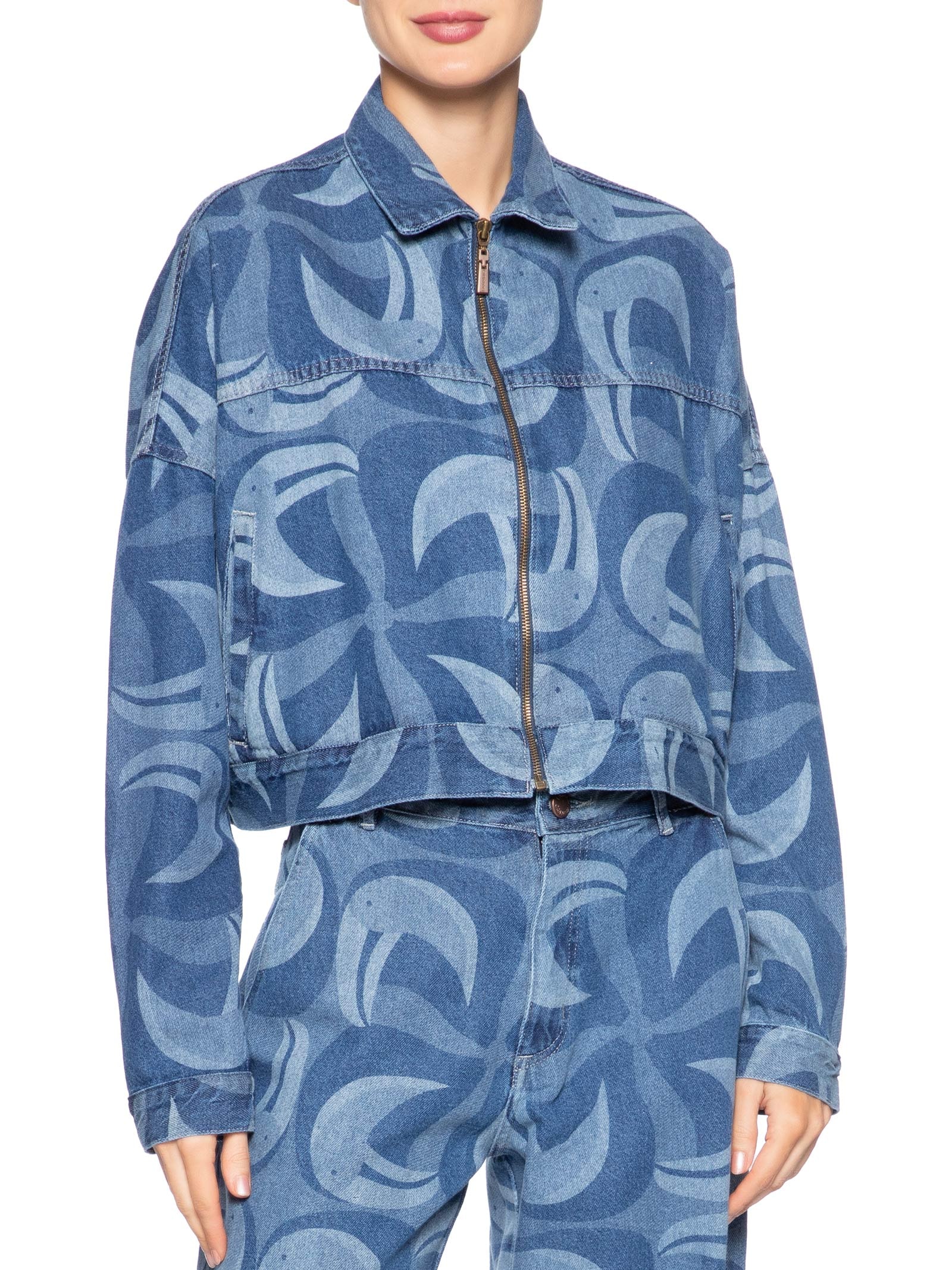 Jaqueta Jeans Feminina Laser Tuca Tropical Azul Farm