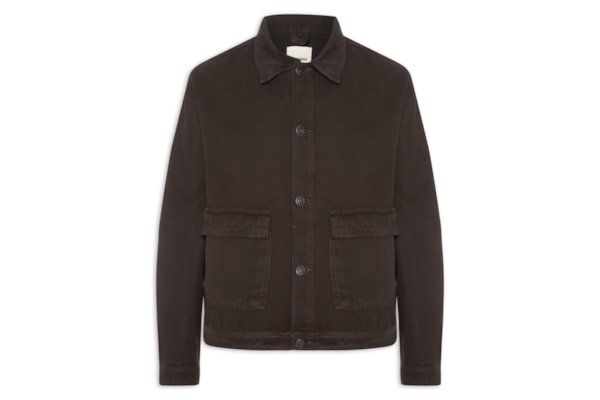 Jaqueta Jeans Masculina Com Bolsos Frontais - Marrom