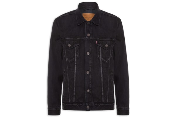 Jaqueta Jeans Masculina Relaxed Fit Trucker - Preto