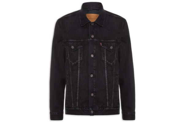 Jaqueta Jeans Masculina Relaxed Fit Trucker - Preto