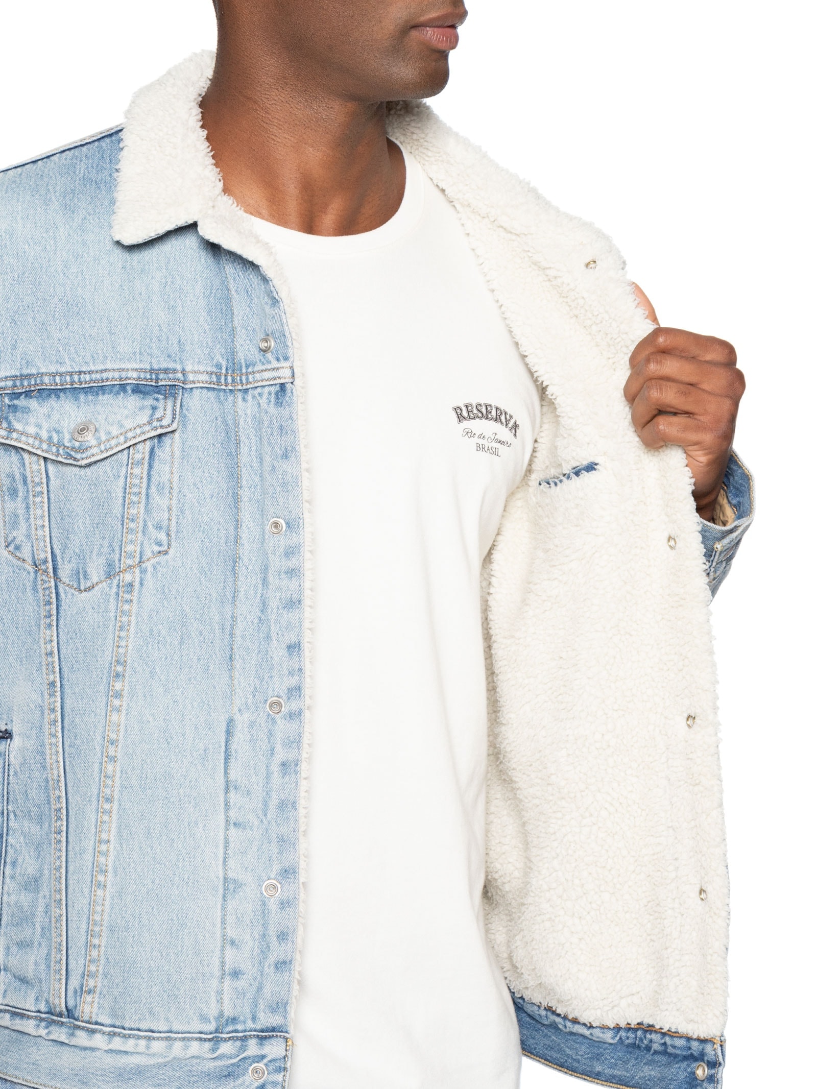 Jaqueta Jeans Masculina Type 3 Sherpa Trucker Azul Levi's