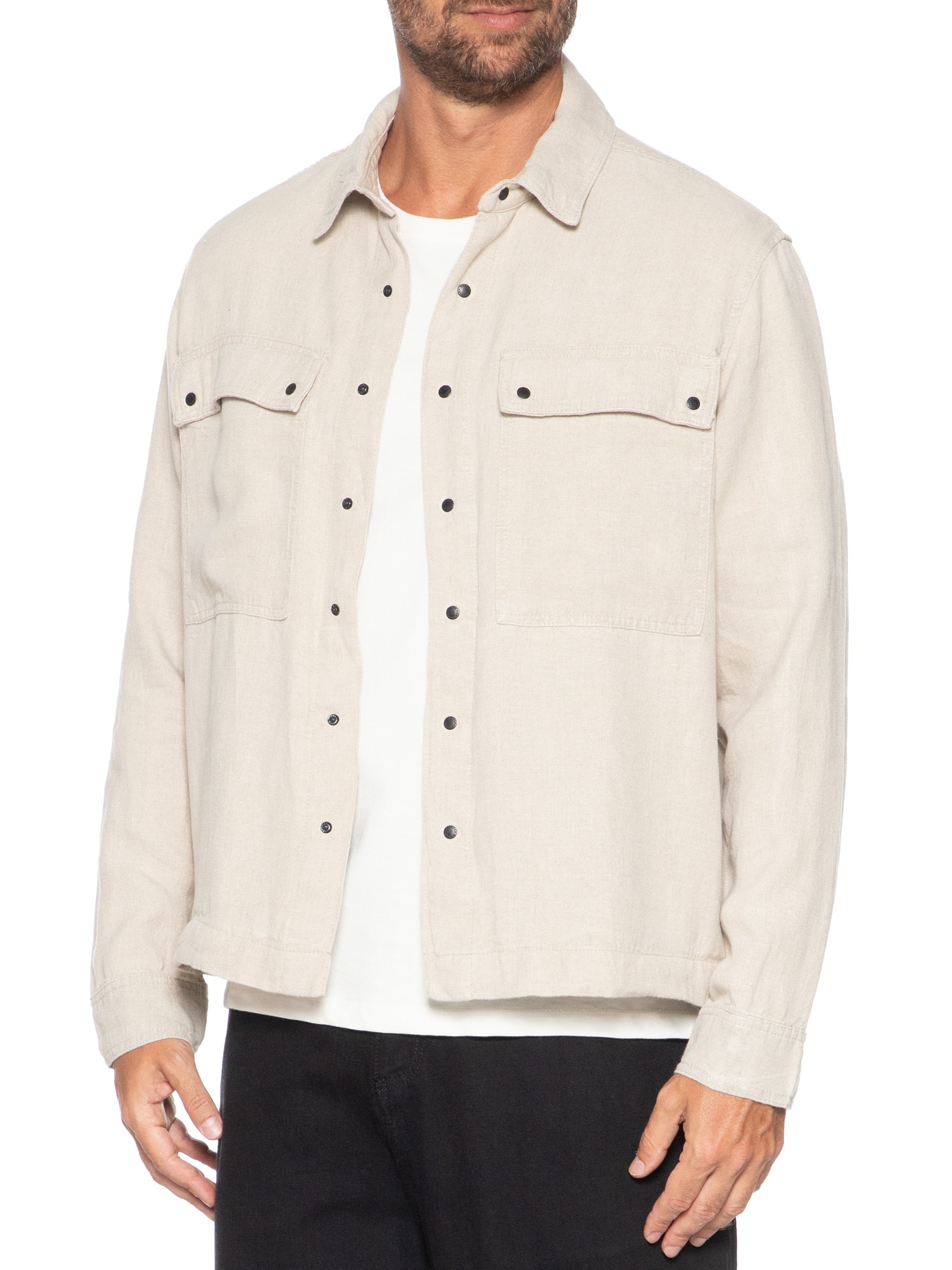 Jaqueta Jeans Masculina Utility Linen Over  Bege Osklen