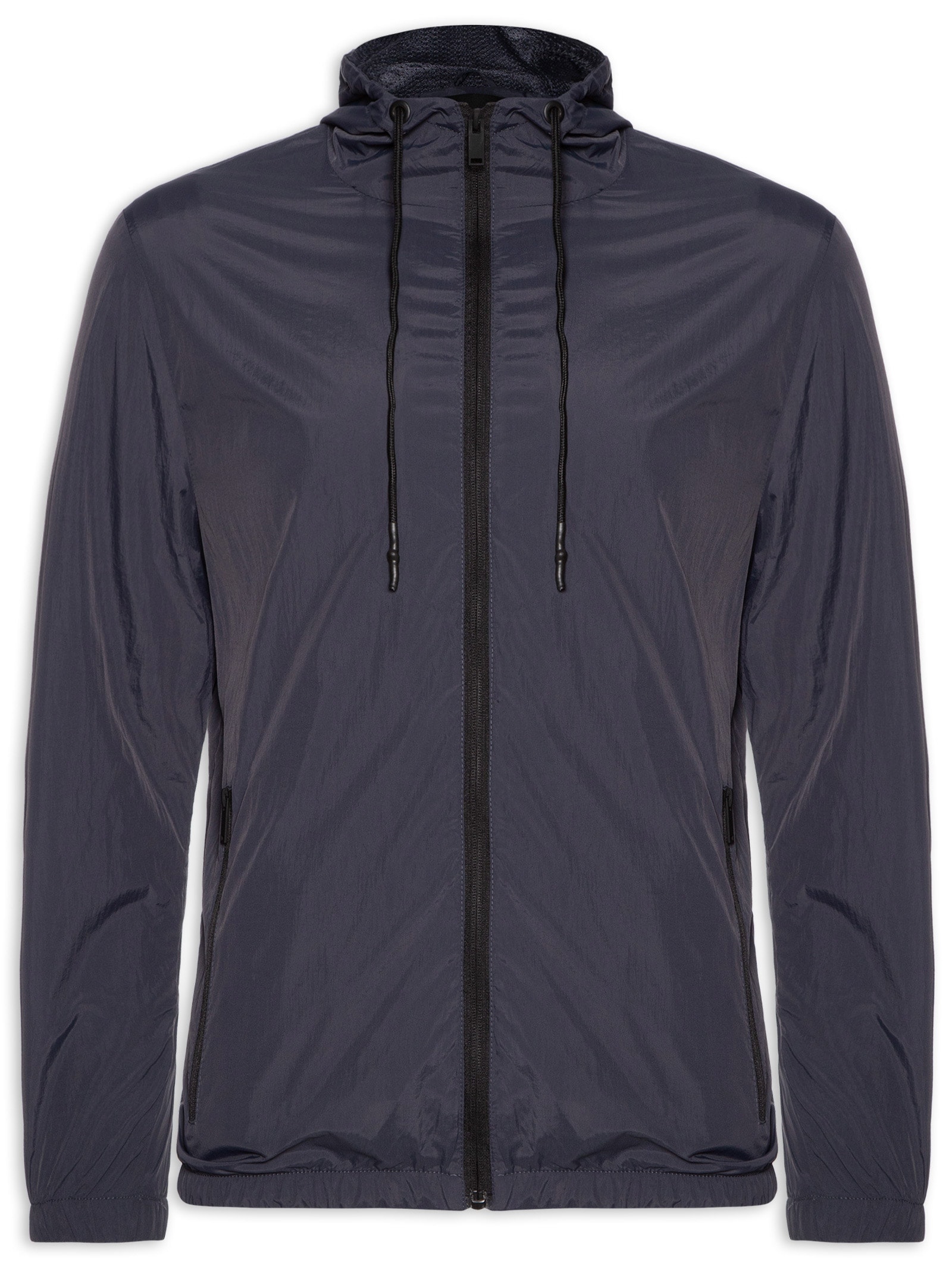 Jaqueta Masculia Corta Vento Com Capuz Azul  '2 Essential