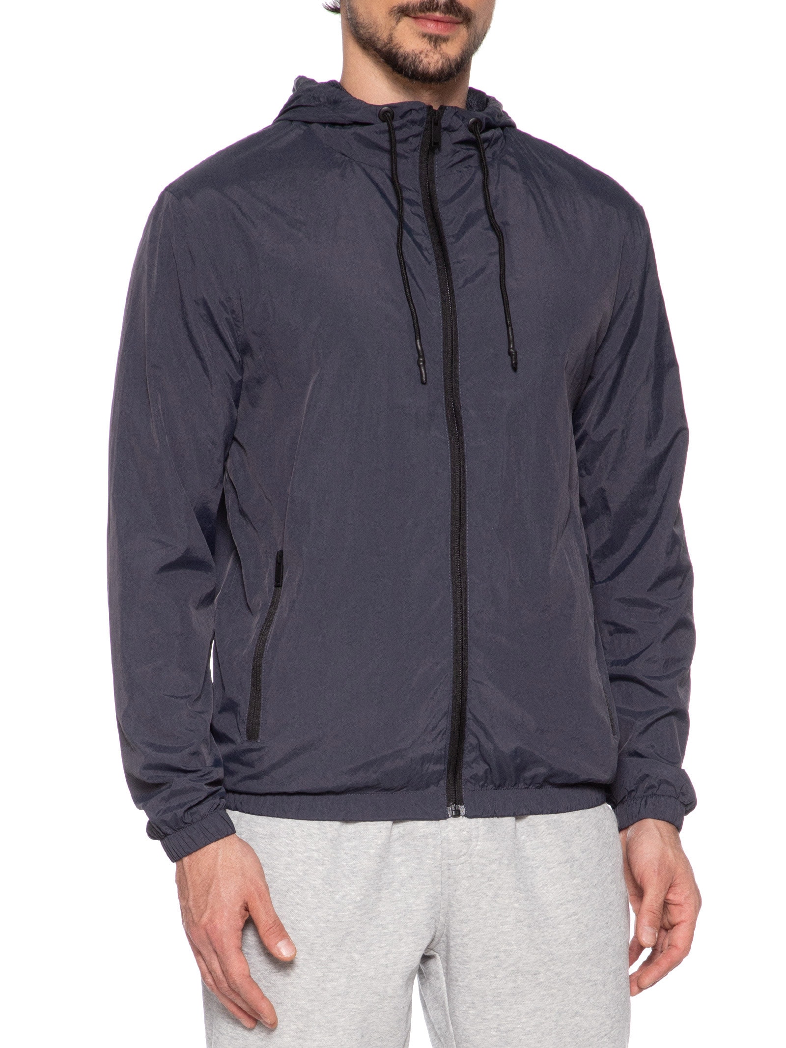 Jaqueta Masculia Corta Vento Com Capuz Azul  '2 Essential