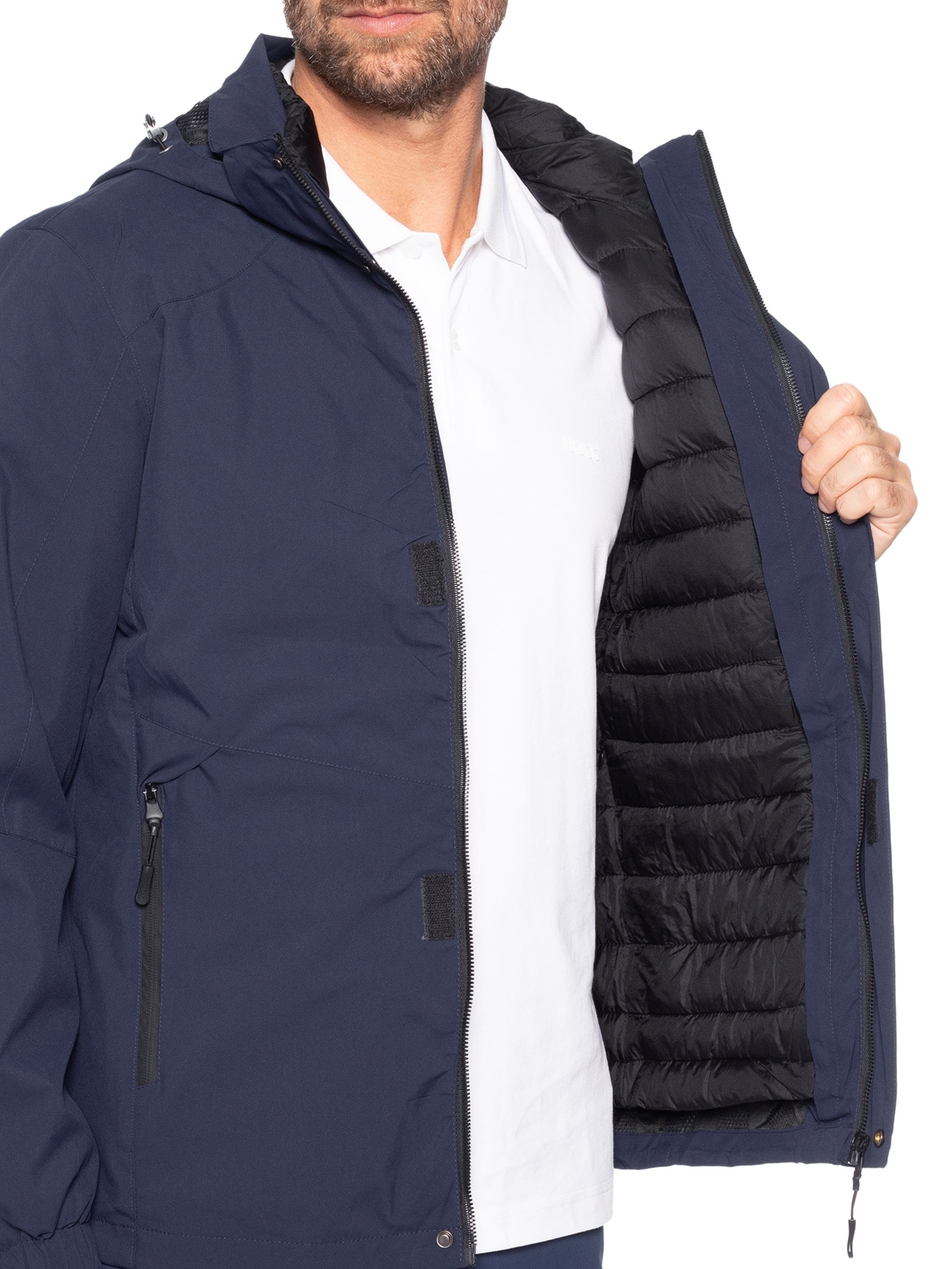 Jaqueta Masculina 3 Em 1 Impermeável Azul '2 Essential