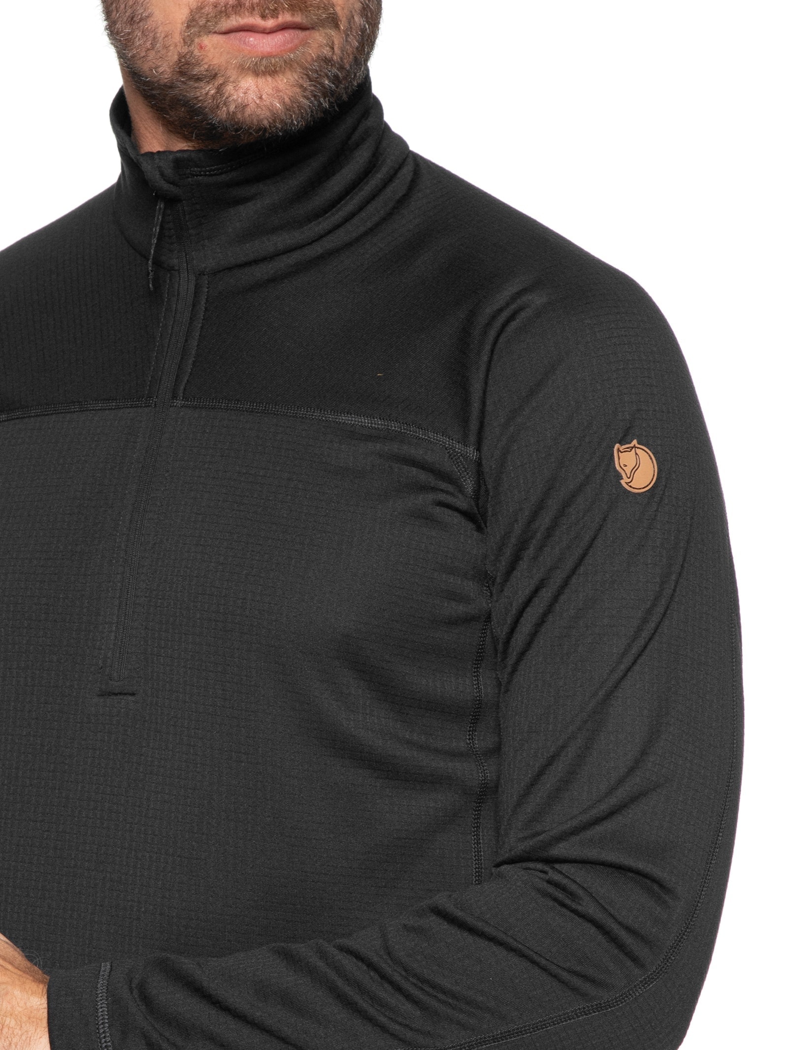 Jaqueta Masculina Abisko Lite Fleece 1/2 Zip Preto Fjällräven