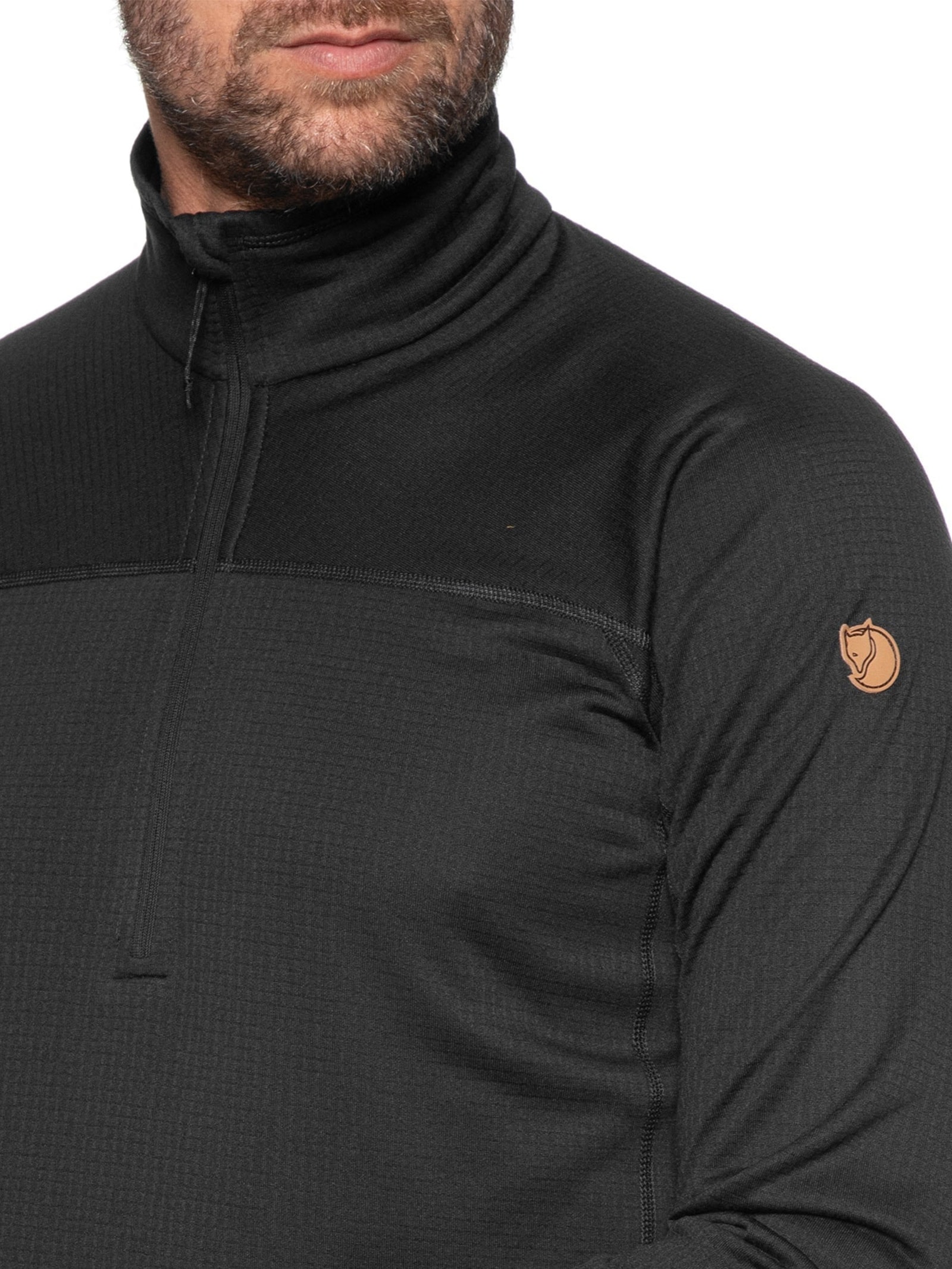 Jaqueta Masculina Abisko Lite Fleece 1/2 Zip Preto Fjällräven