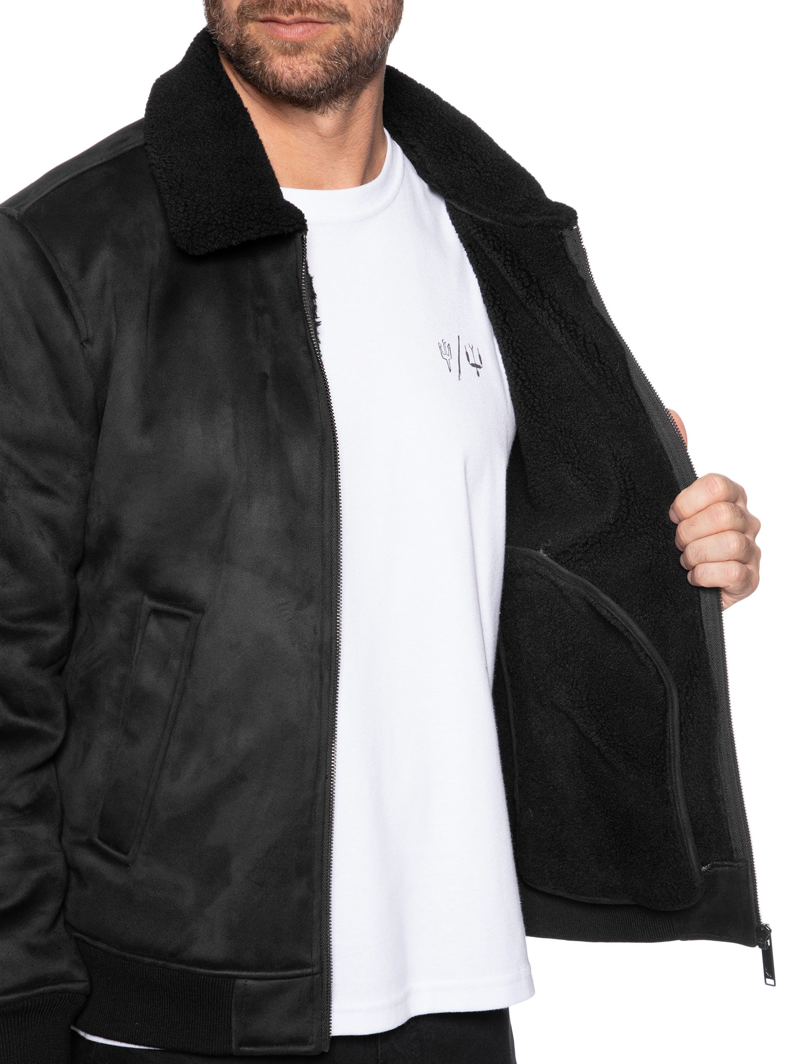 Jaqueta Masculina Aviador Sherpa Preto Reserva