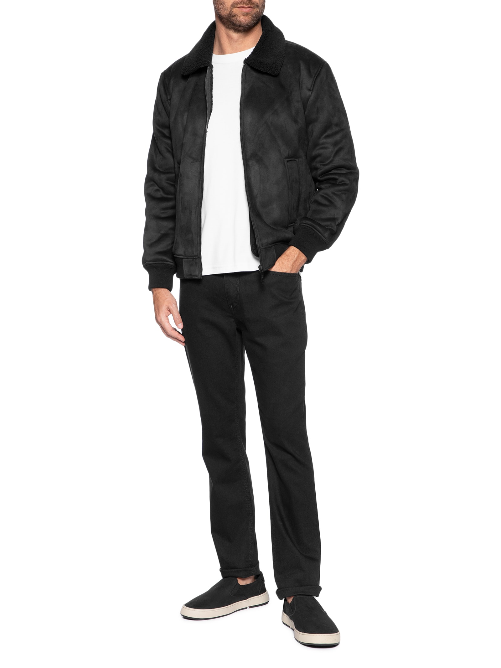 Jaqueta Masculina Aviador Sherpa – Preto Reserva
