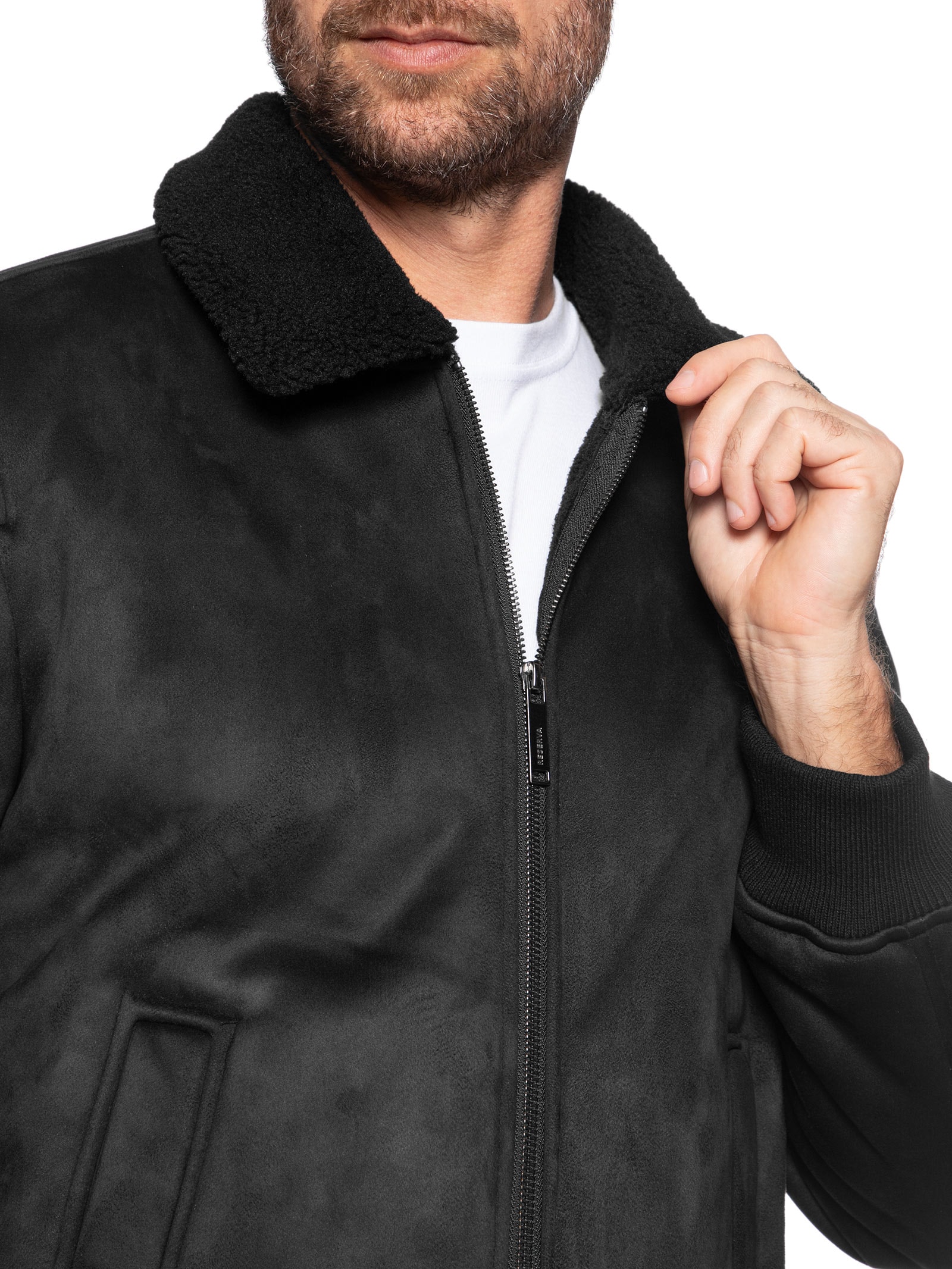 Jaqueta Masculina Aviador Sherpa – Preto Reserva