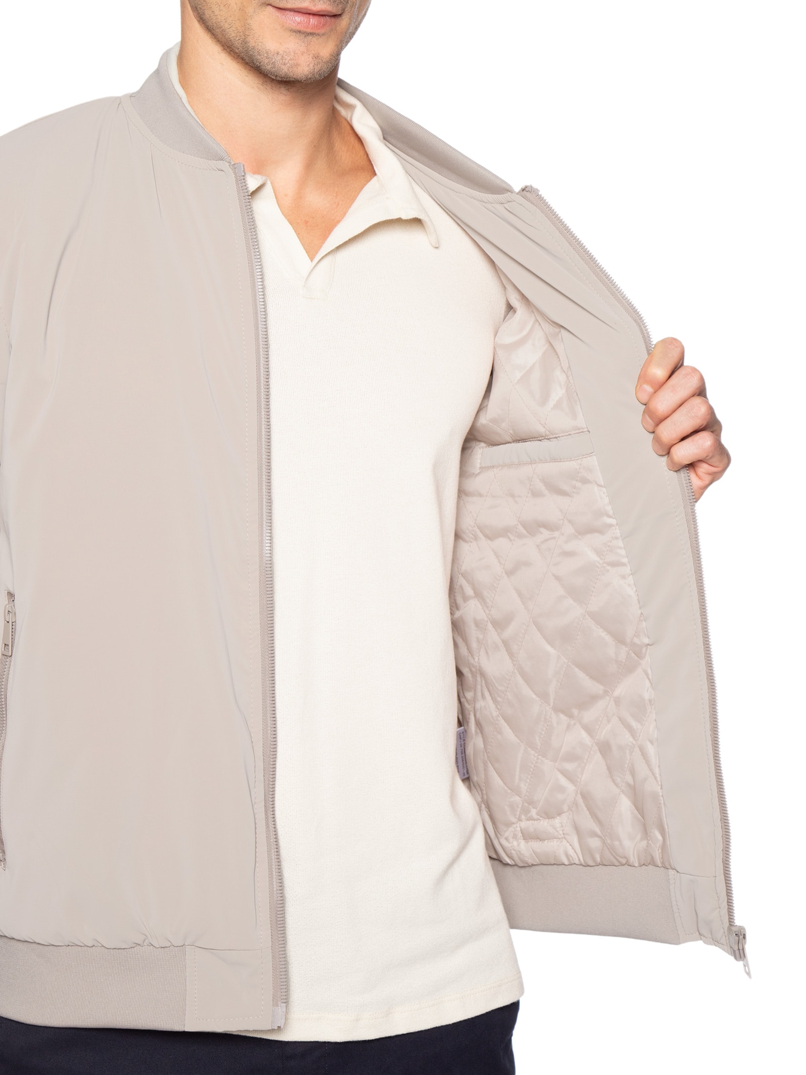 Jaqueta Masculina Bomber Bege Pineapple